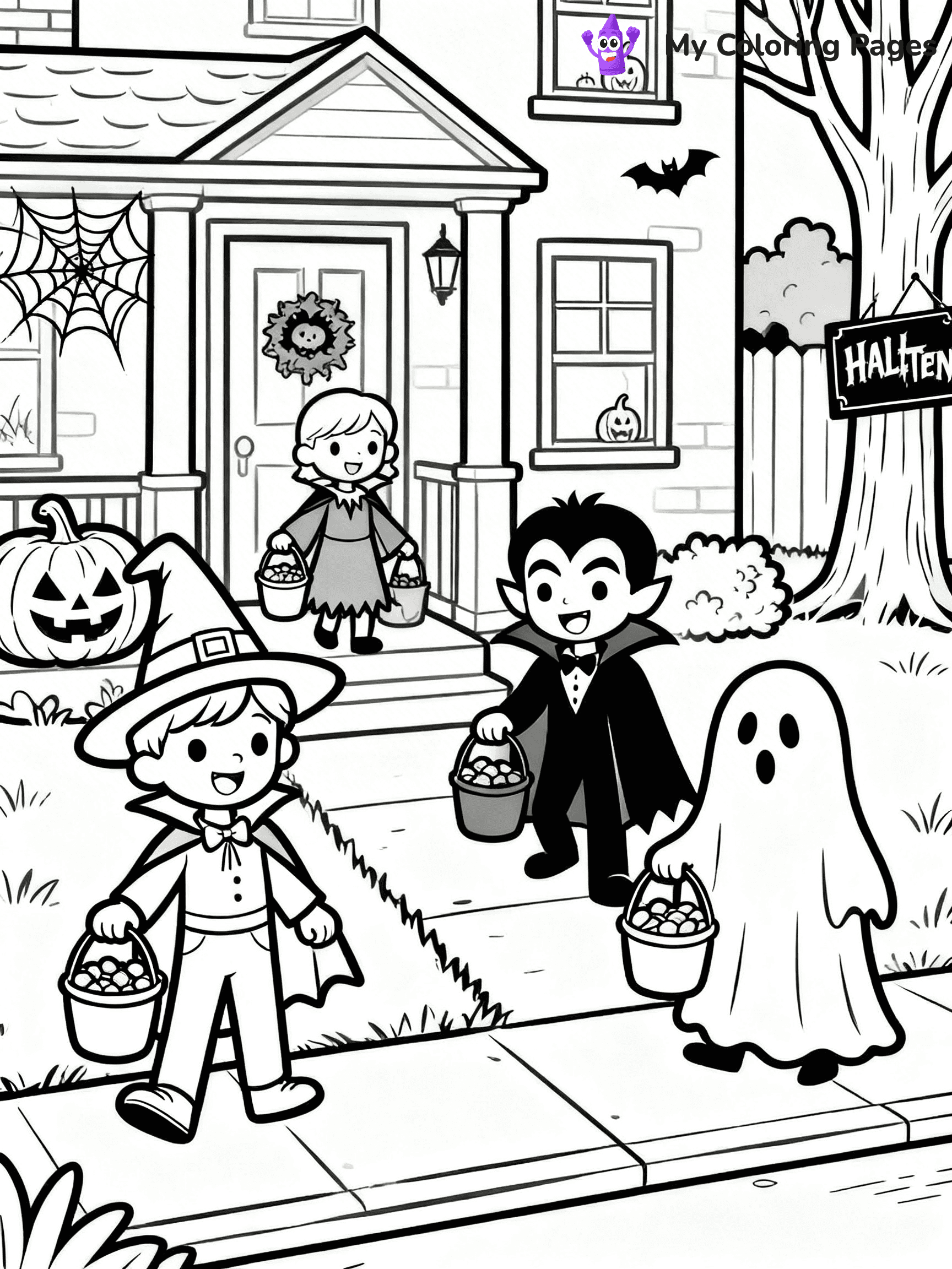 Halloween Kids Coloring Pages - 7