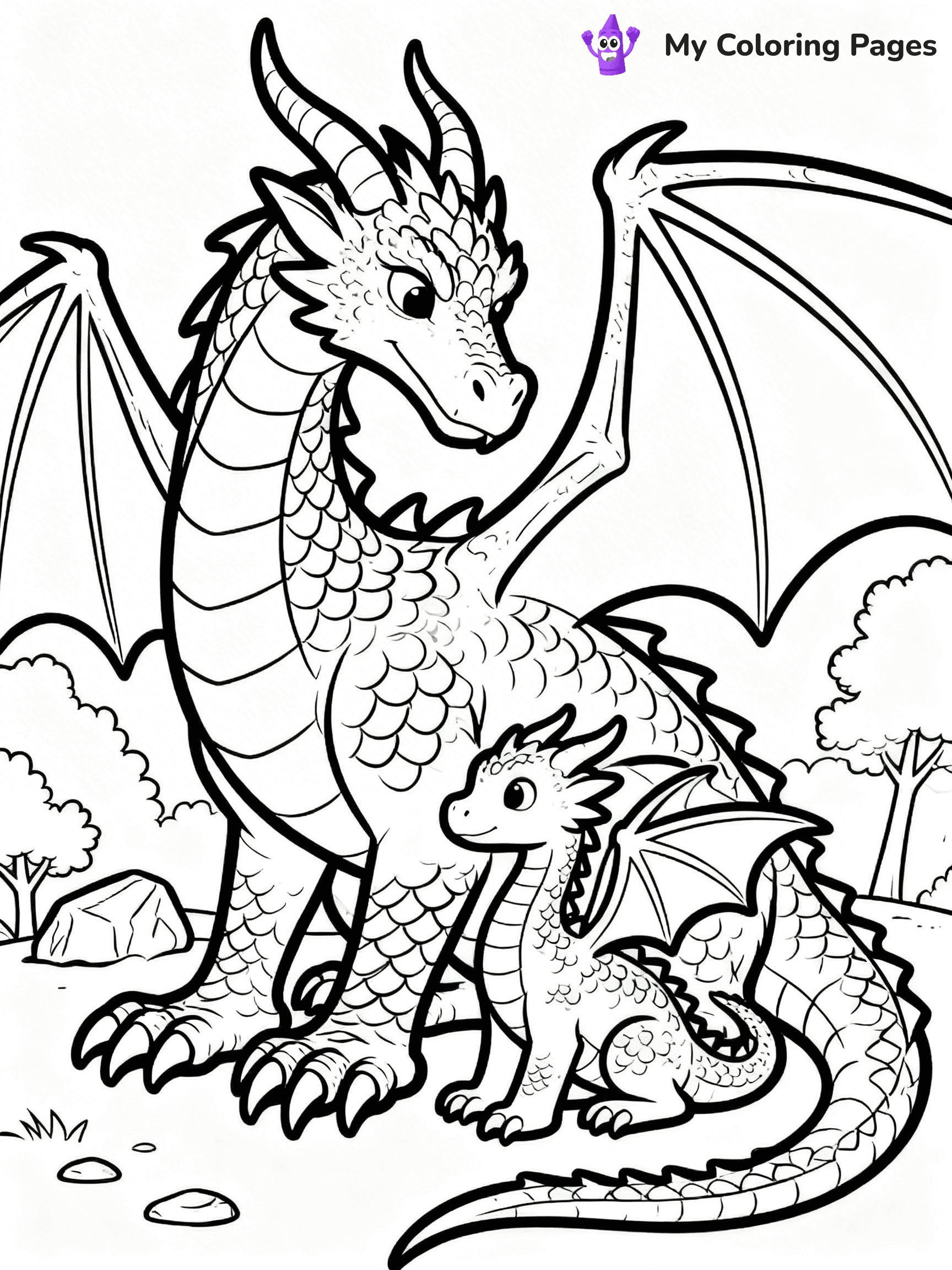 Realistic Dragon Coloring Pages - 14