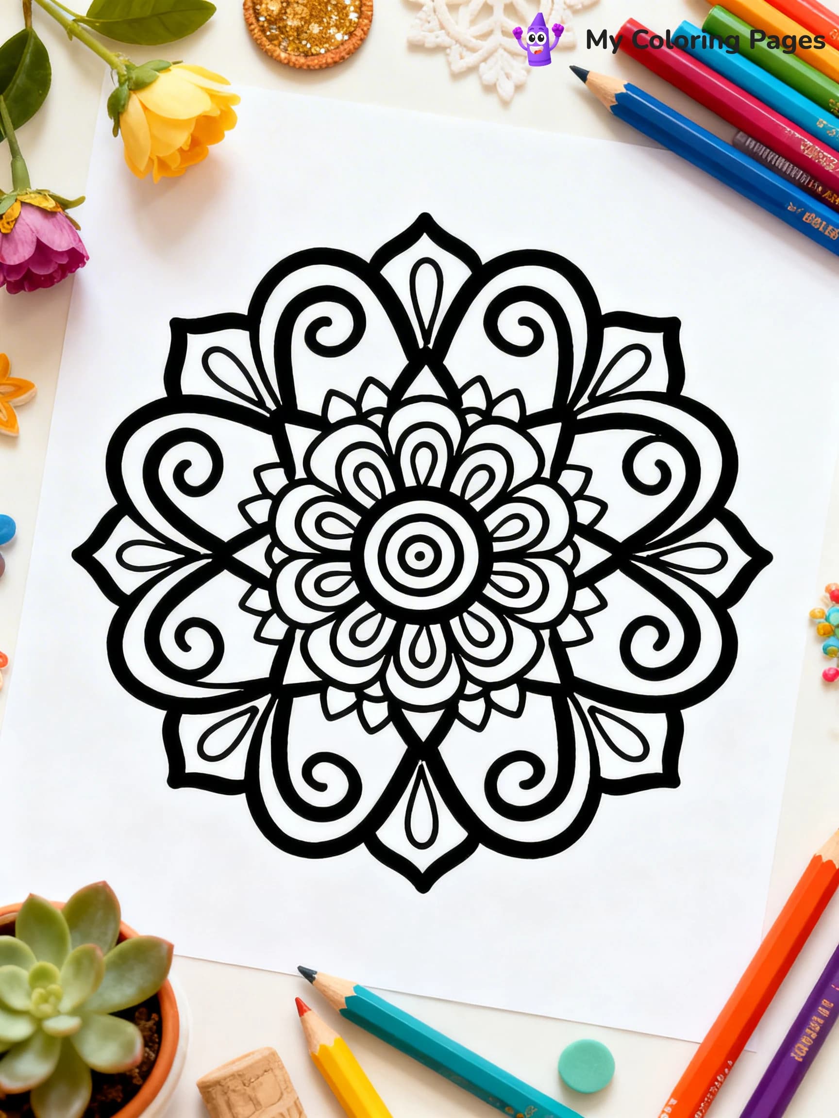 Hard Rangoli Coloring Pages - 18