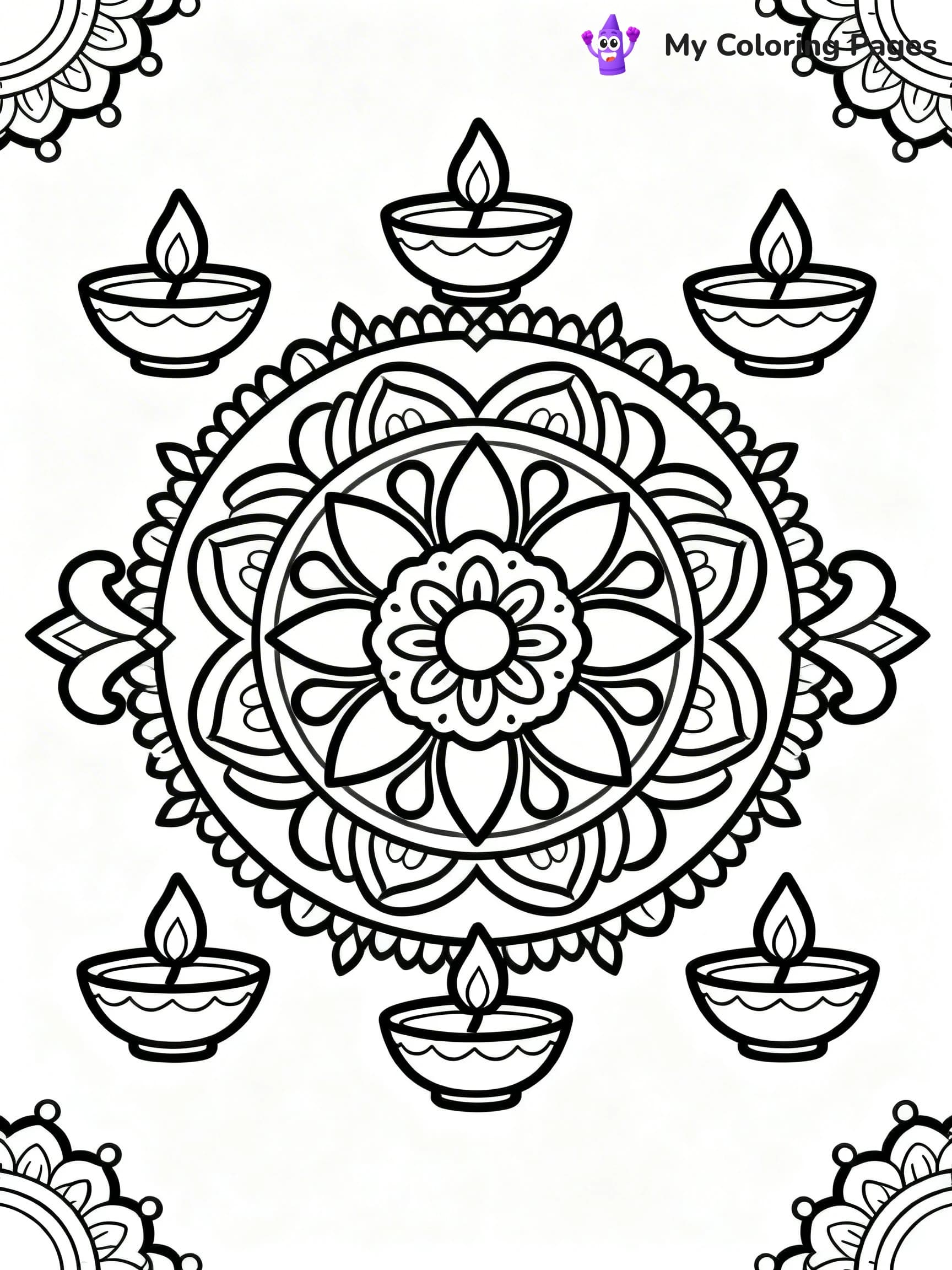 Hard Rangoli Coloring Pages - 8