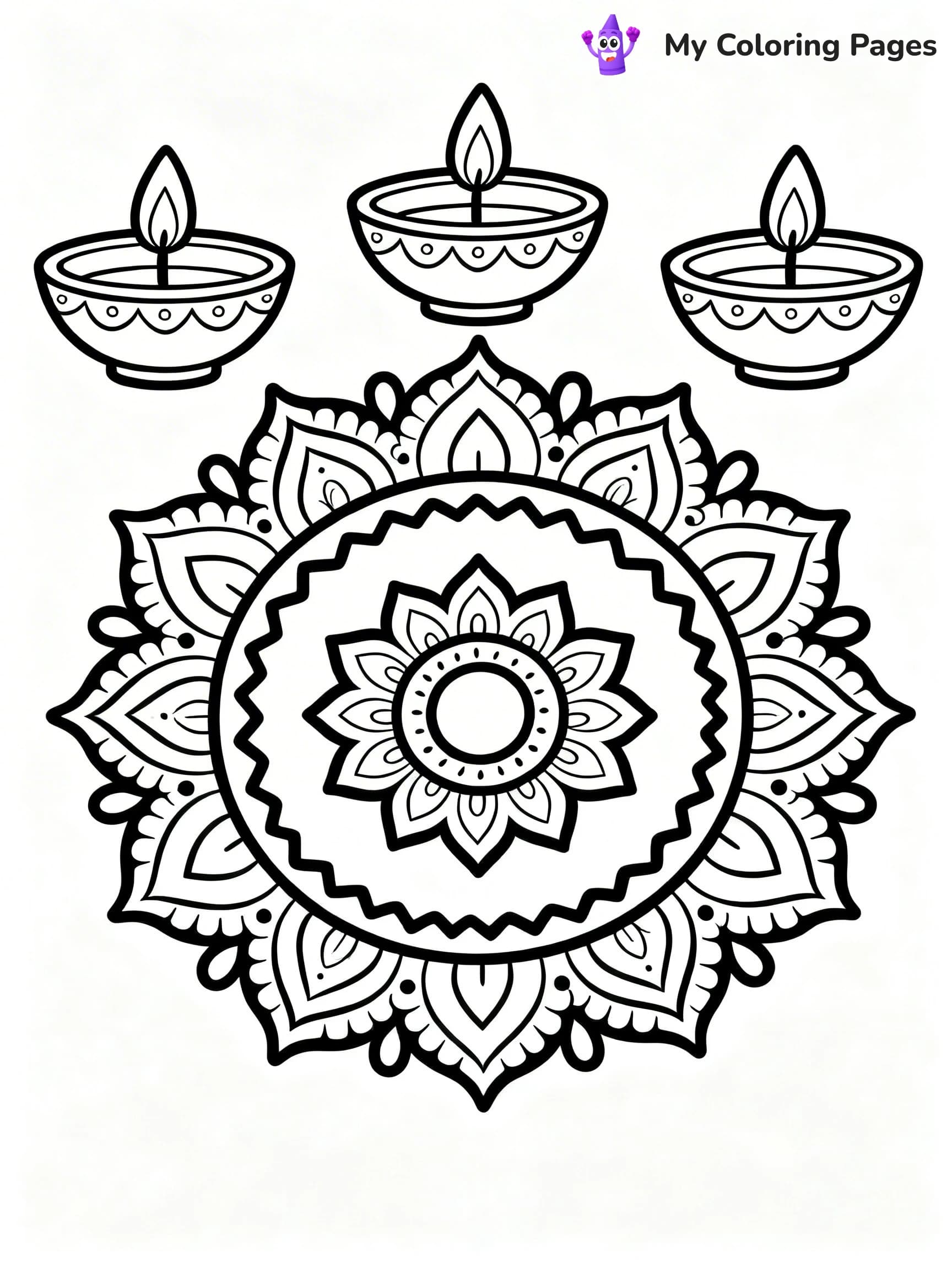 Hard Rangoli Coloring Pages - 7