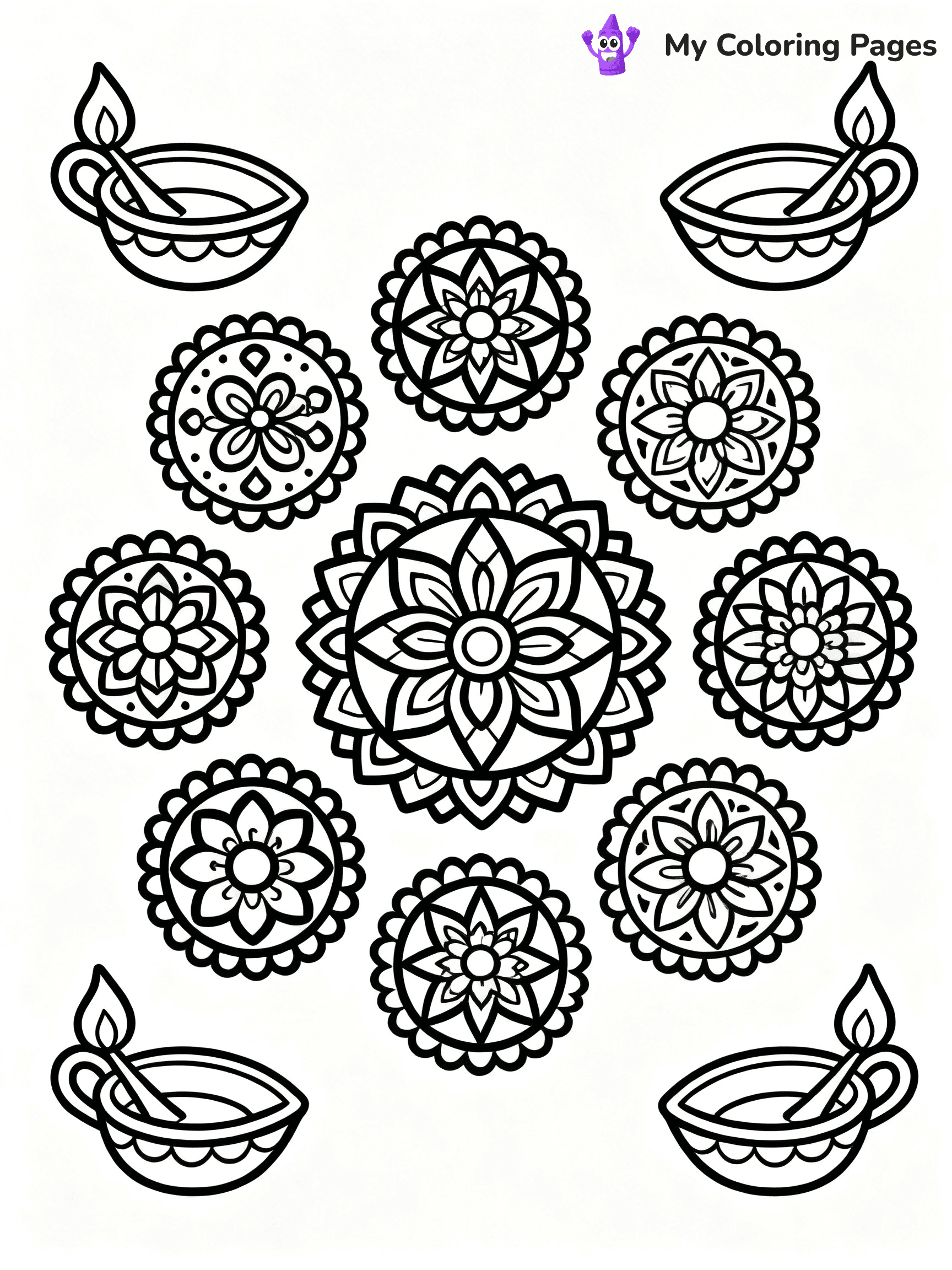 Hard Rangoli Coloring Pages - 5
