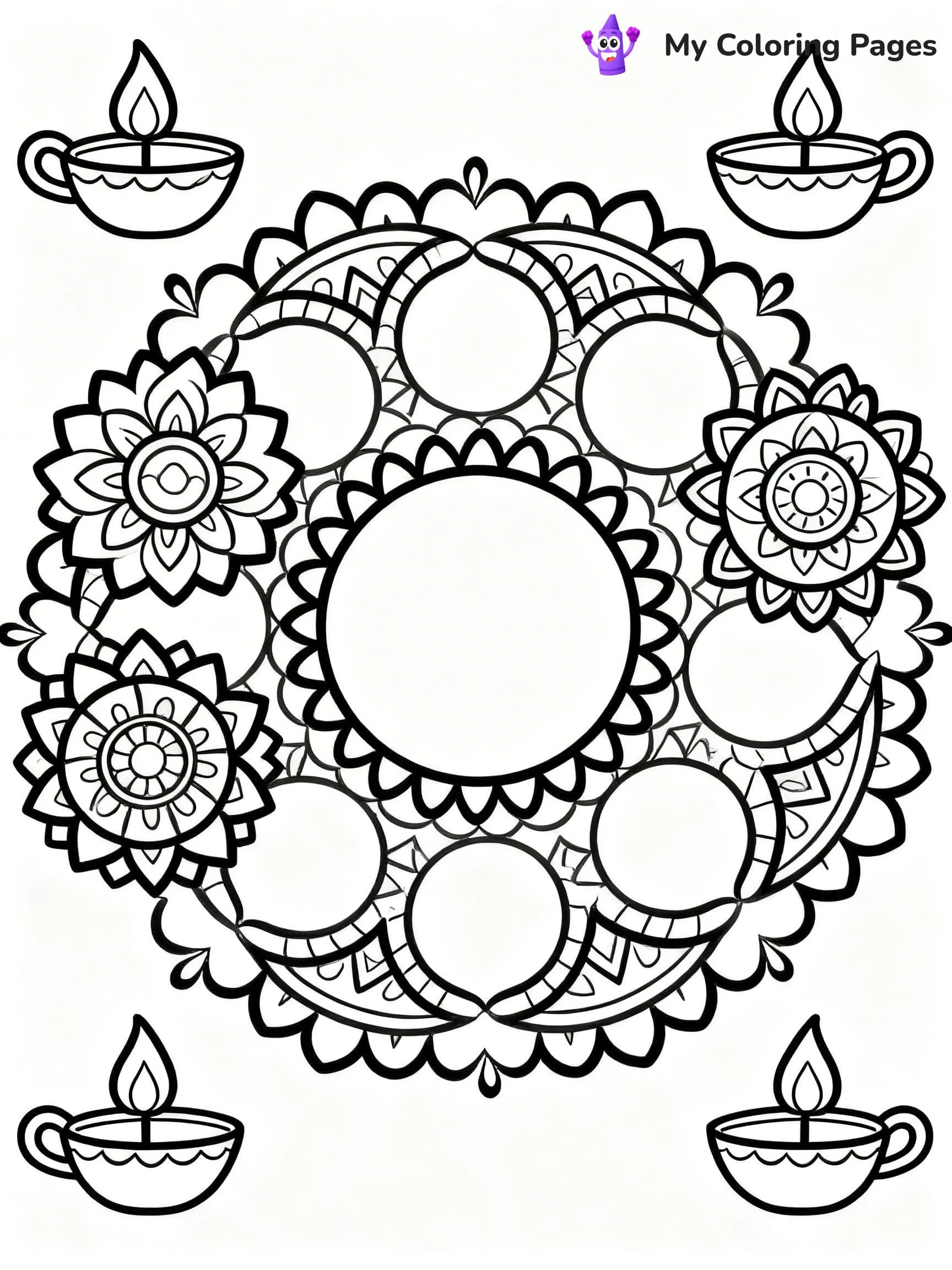 Hard Rangoli Coloring Pages - 3