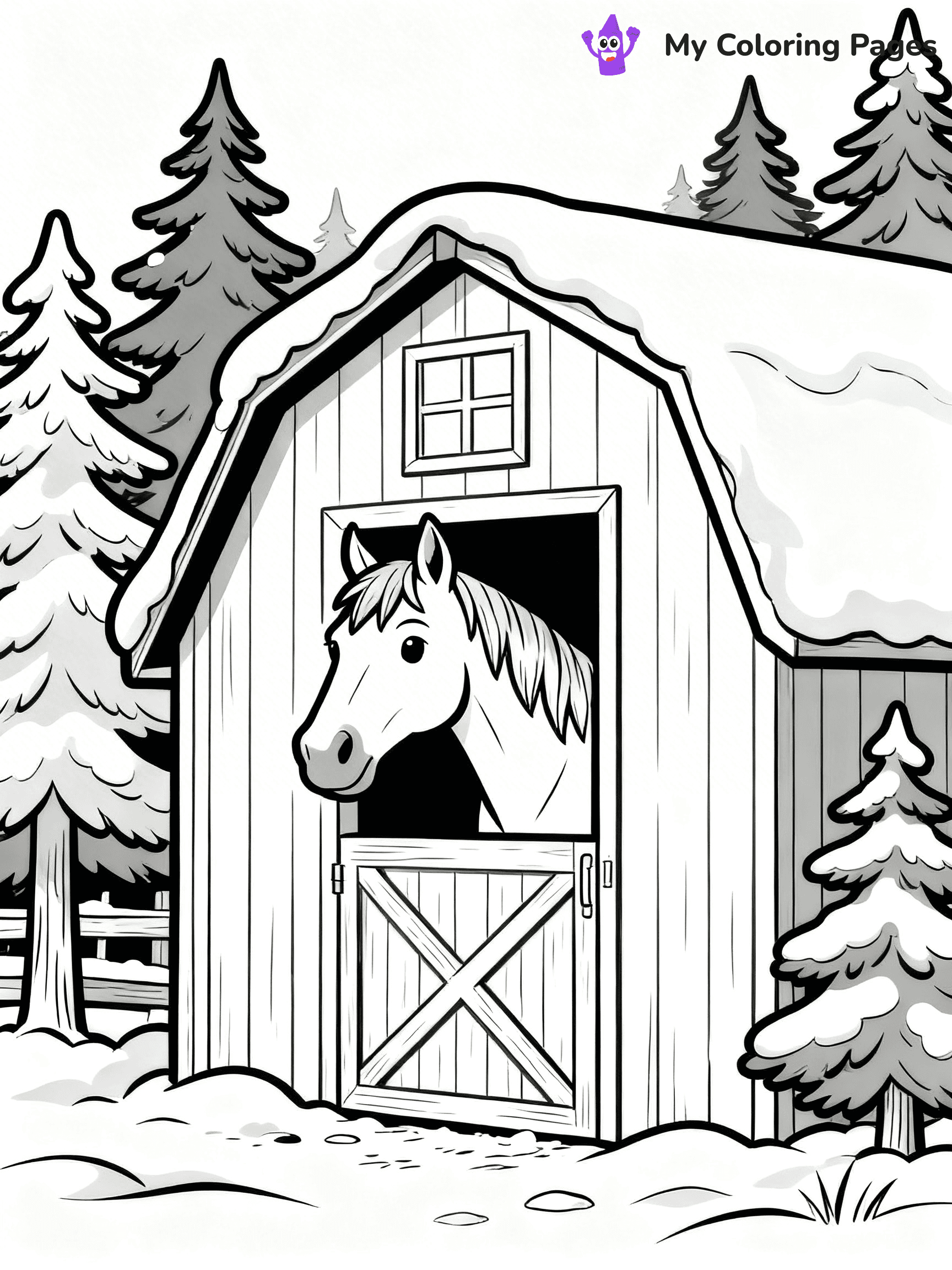 Christmas Horse Coloring Pages - 24