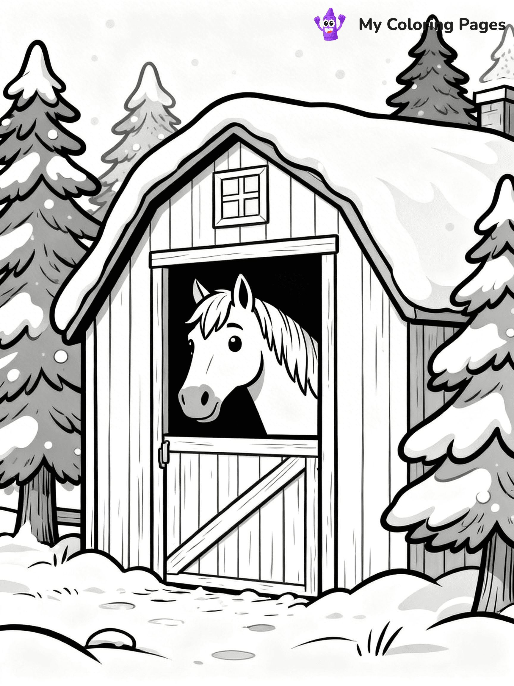 Christmas Horse Coloring Pages - 23