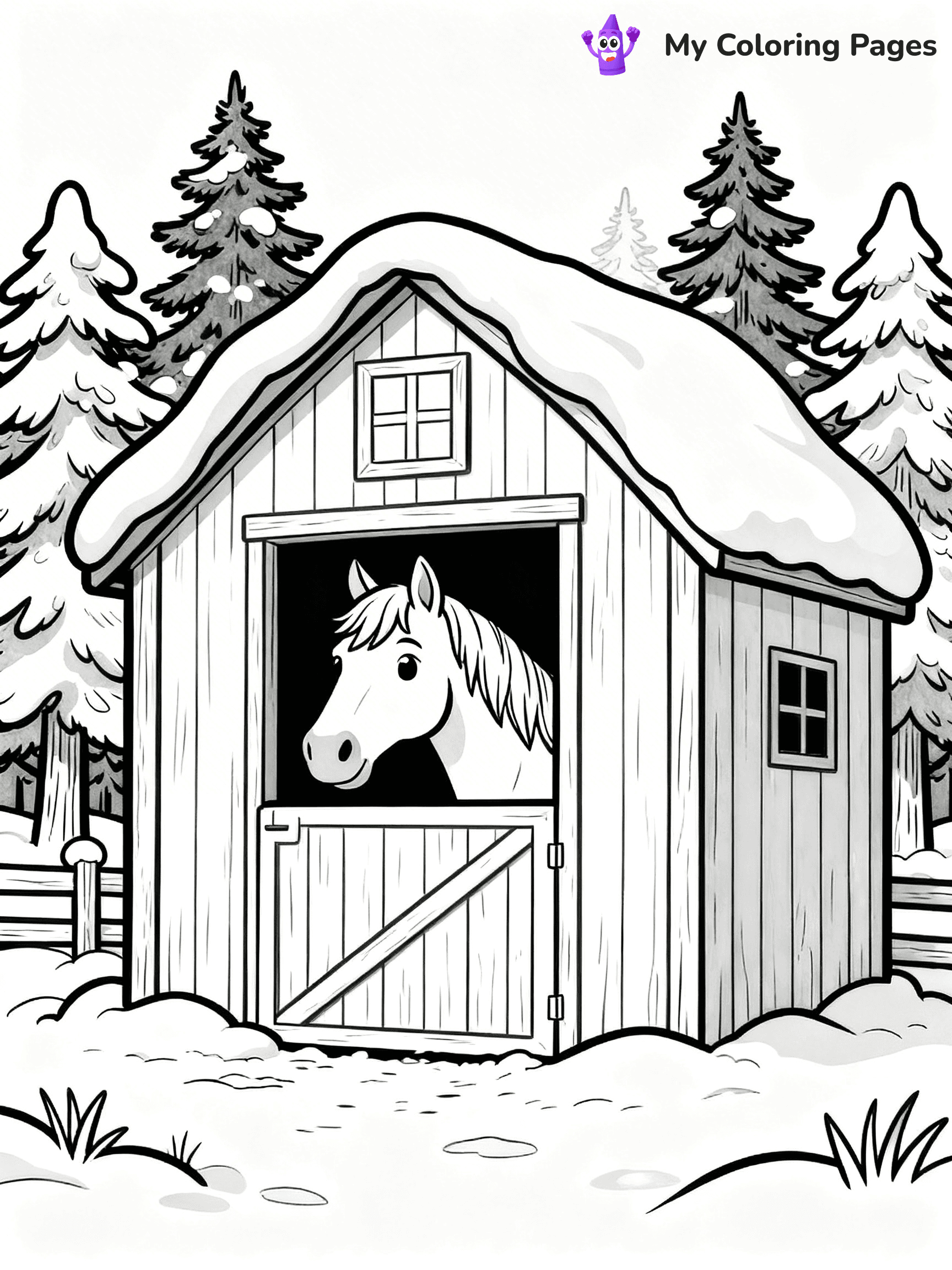 Christmas Horse Coloring Pages - 22