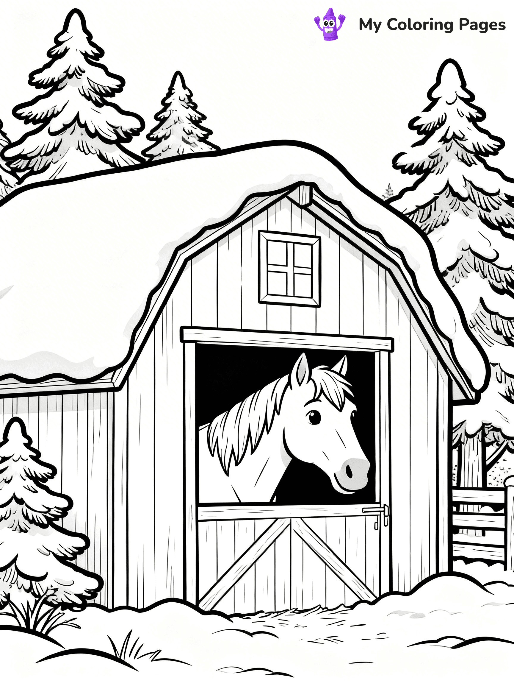 Christmas Horse Coloring Pages - 21