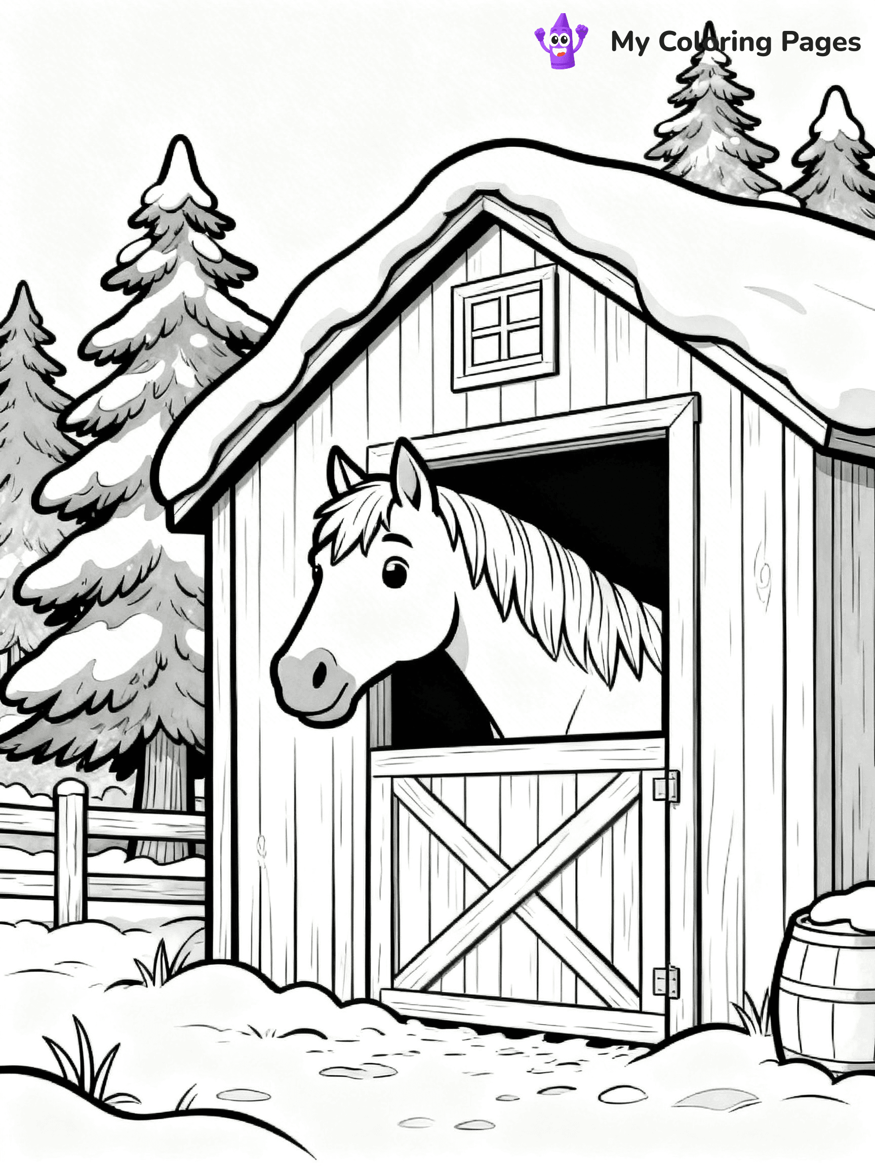 Christmas Horse Coloring Pages - 20