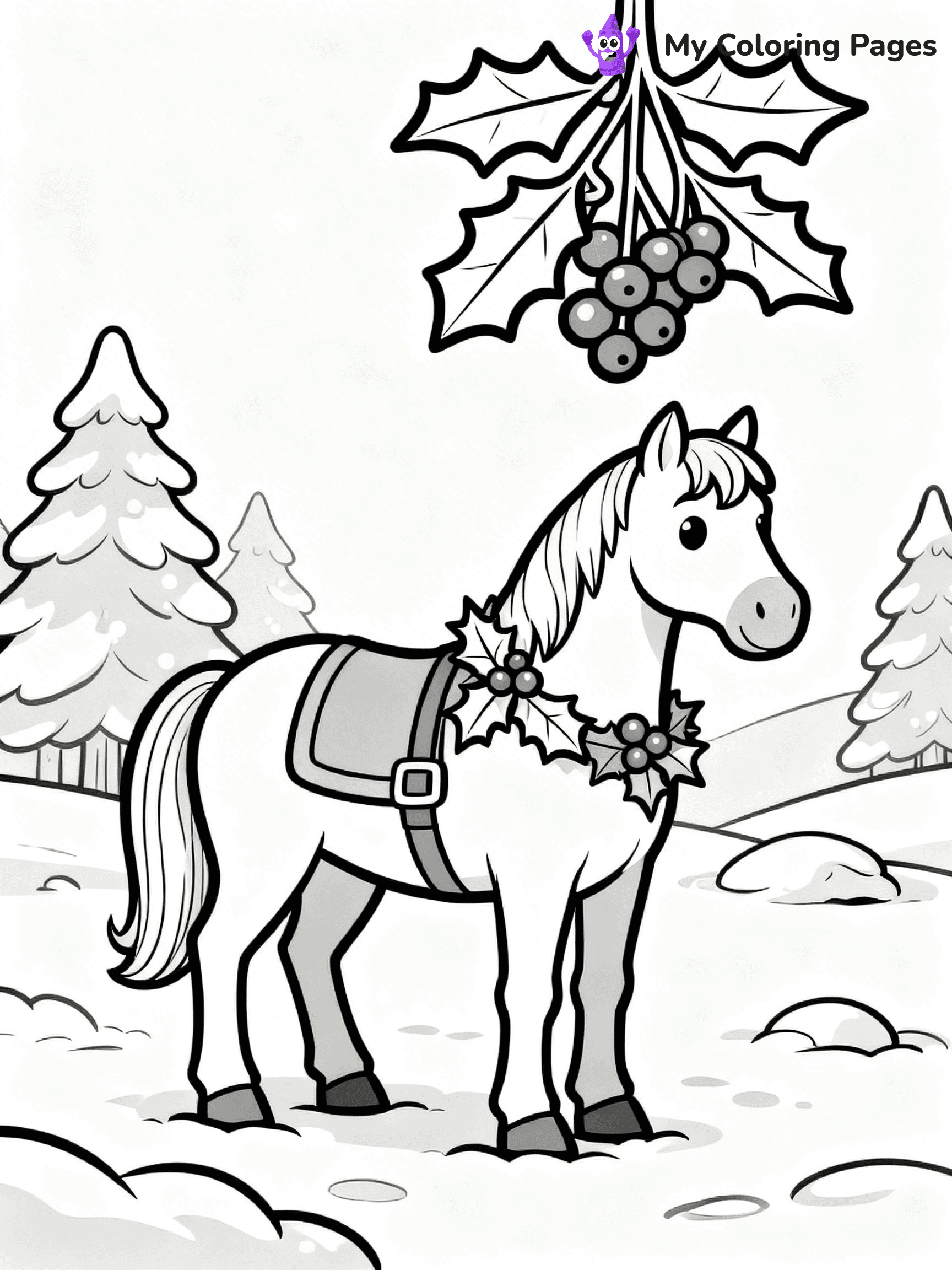 Christmas Horse Coloring Pages - 11