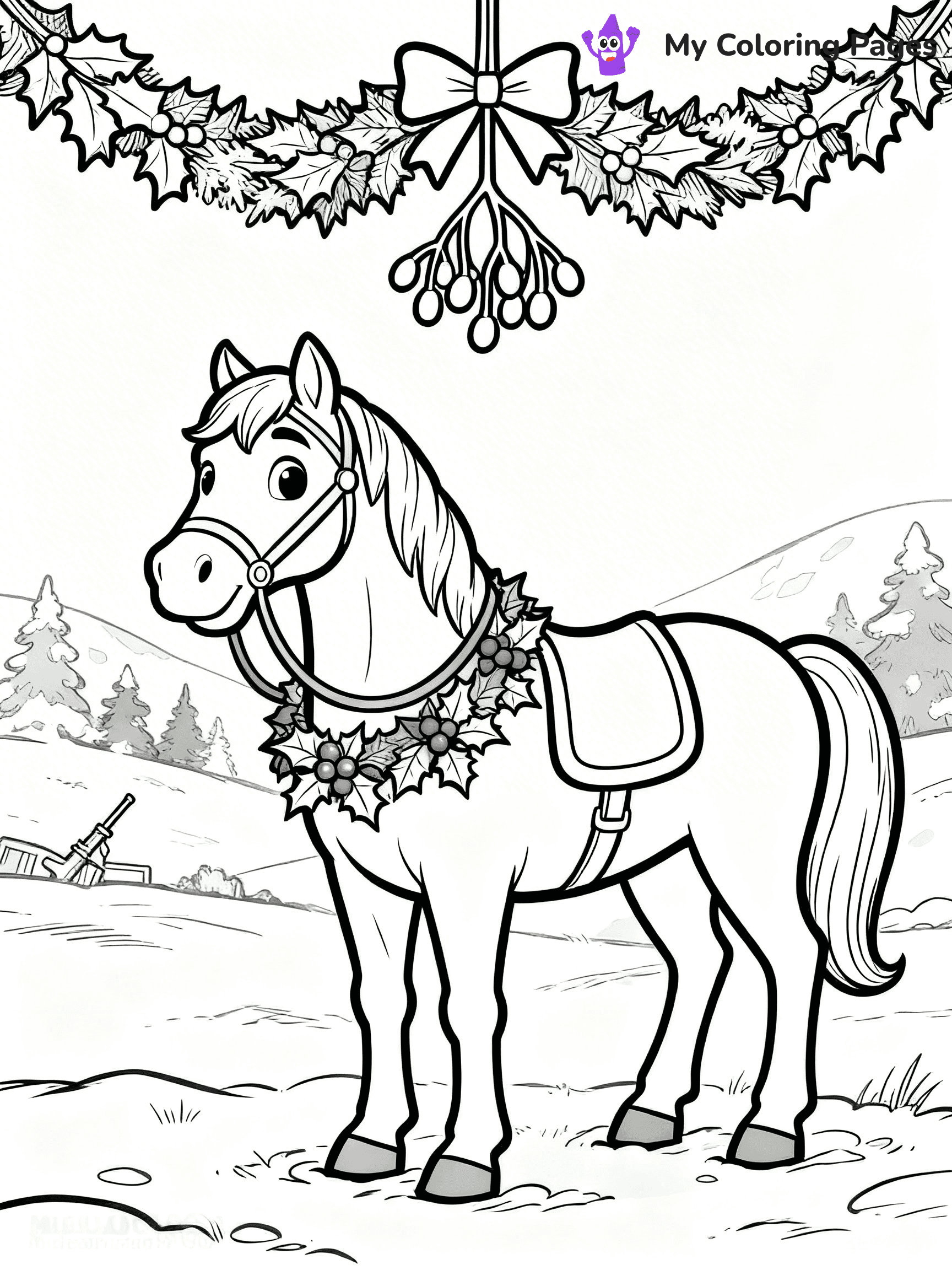 Christmas Horse Coloring Pages - 10