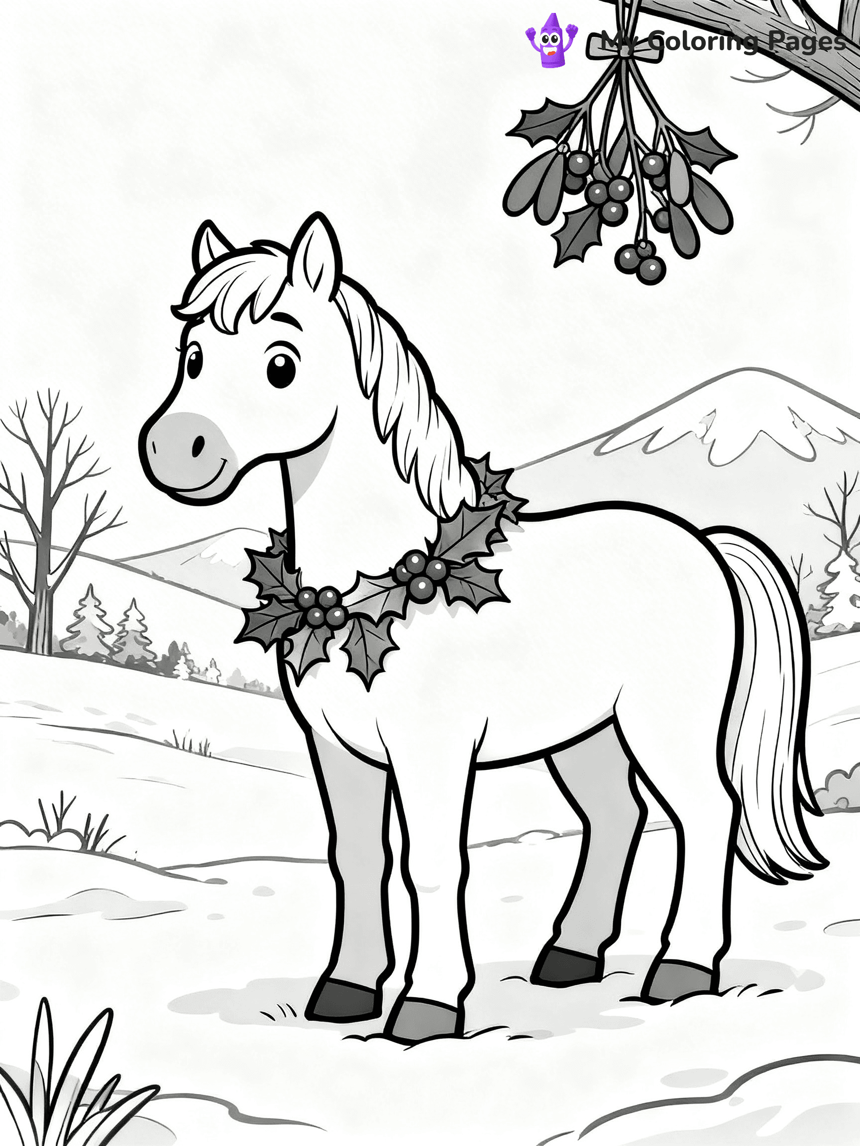 Christmas Horse Coloring Pages - 9