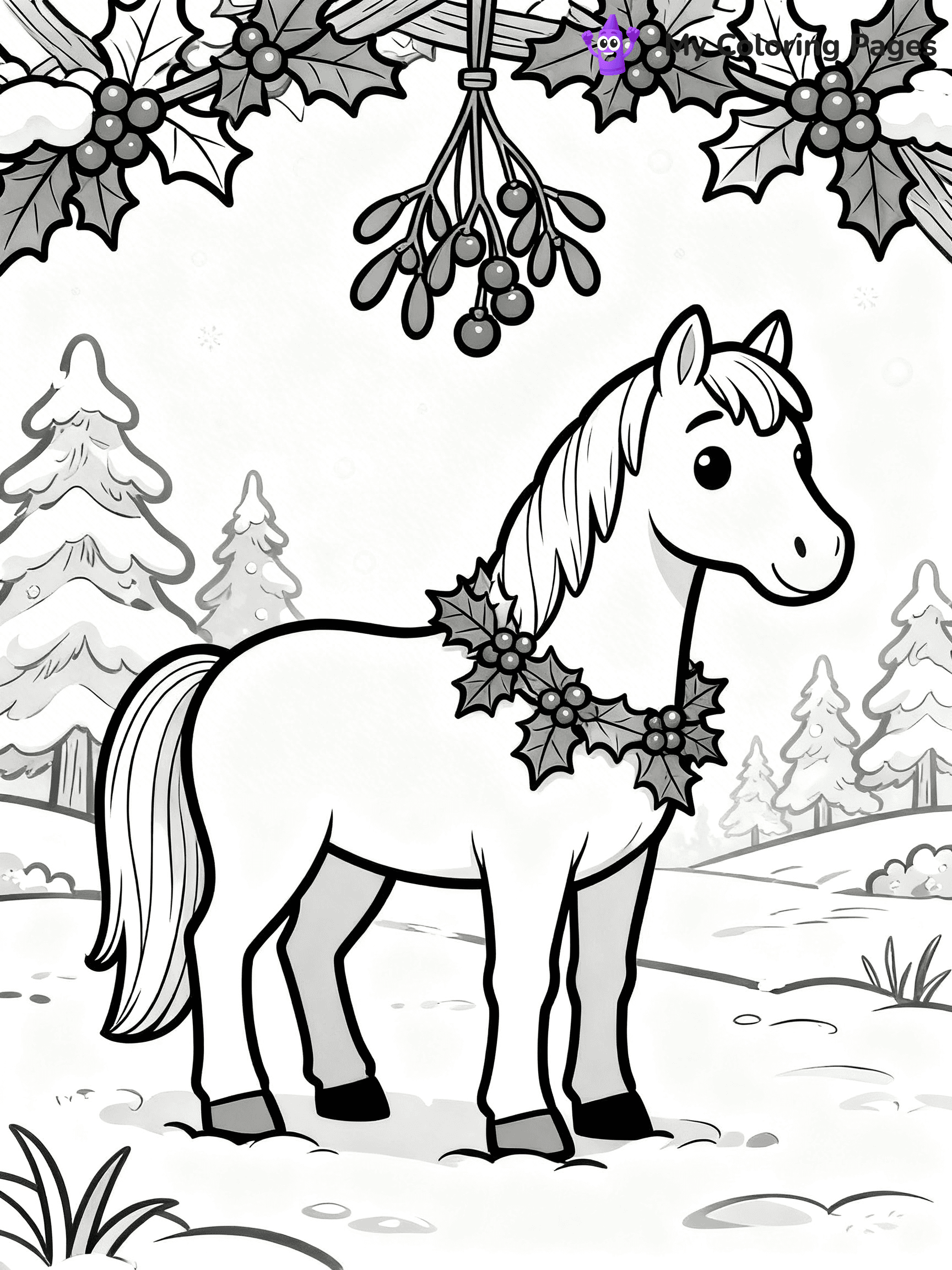 Christmas Horse Coloring Pages - 8
