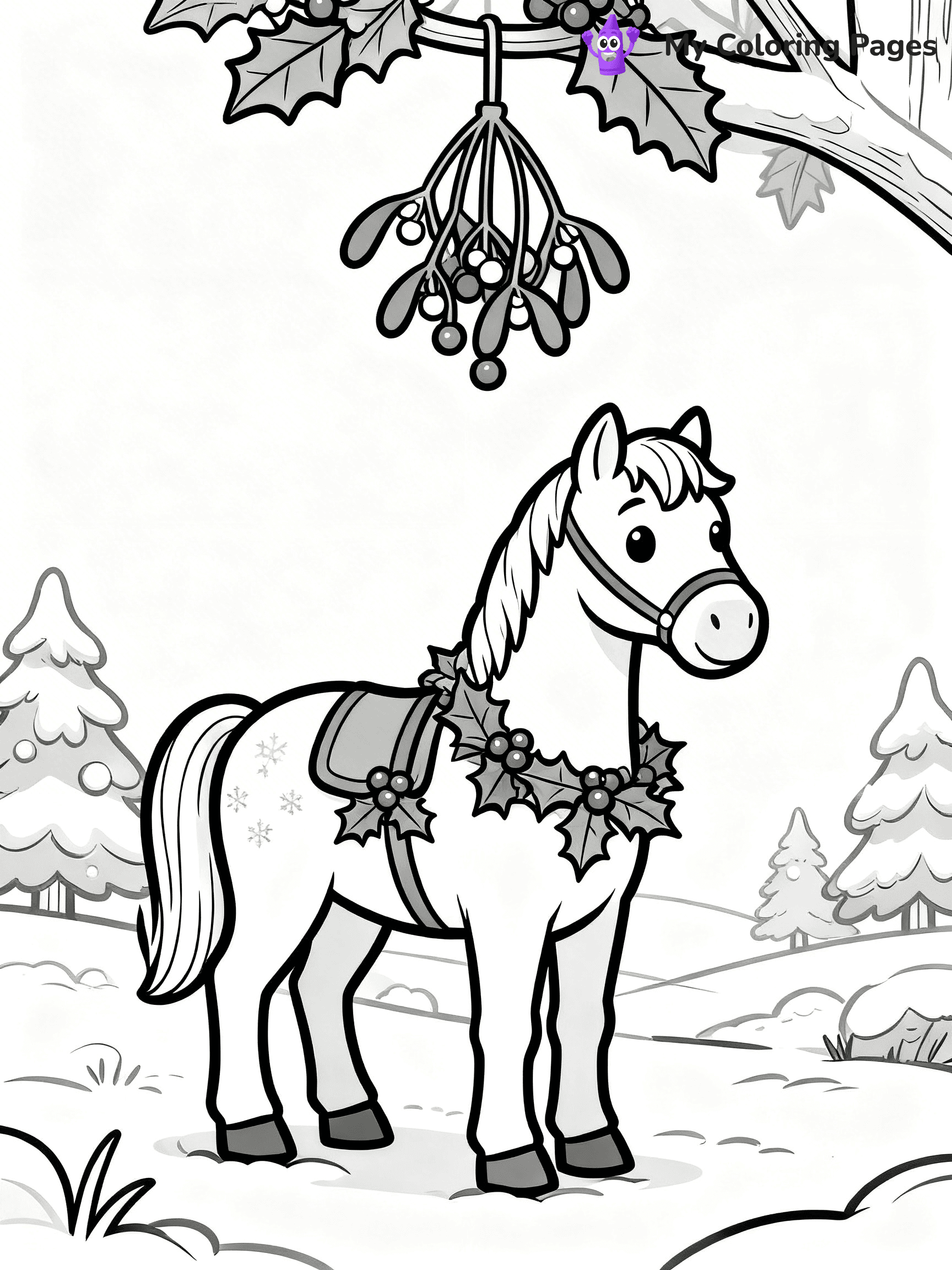 Christmas Horse Coloring Pages - 6