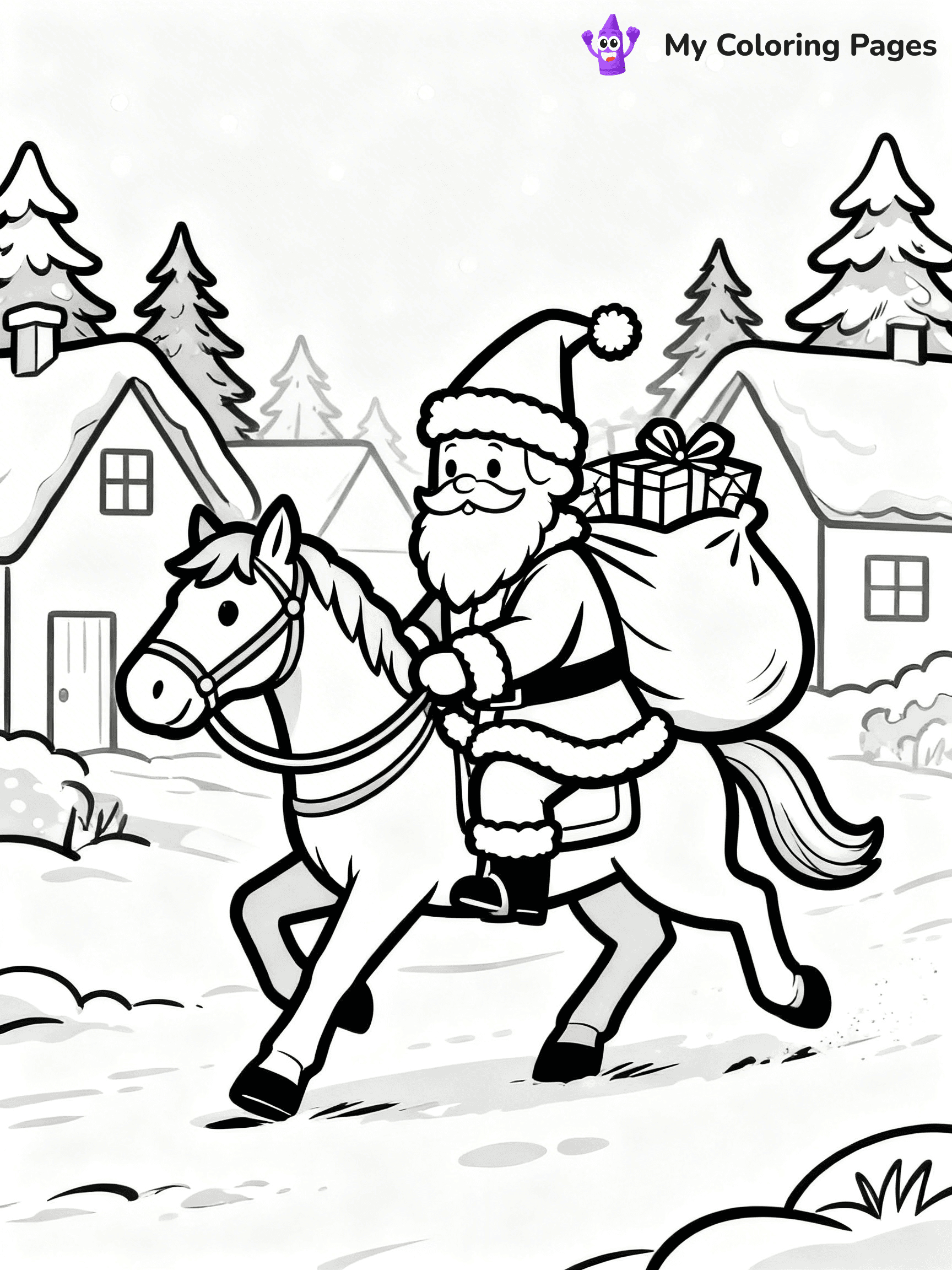 Christmas Horse Coloring Pages - 5