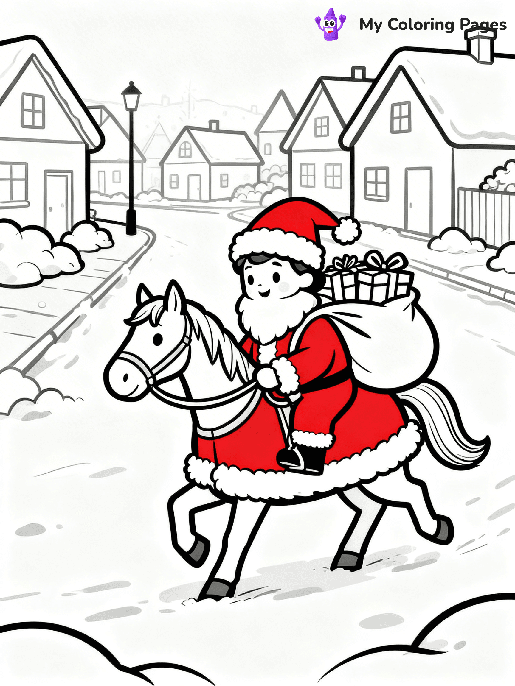 Christmas Horse Coloring Pages - 4