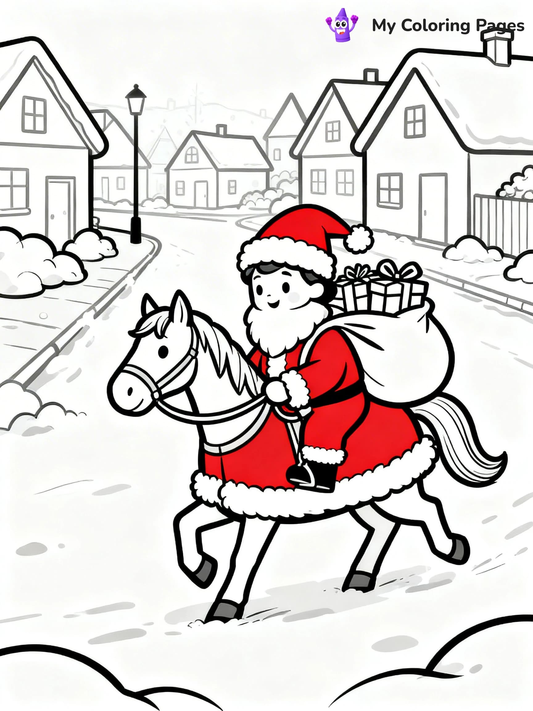 Christmas Horse Coloring Pages - 4