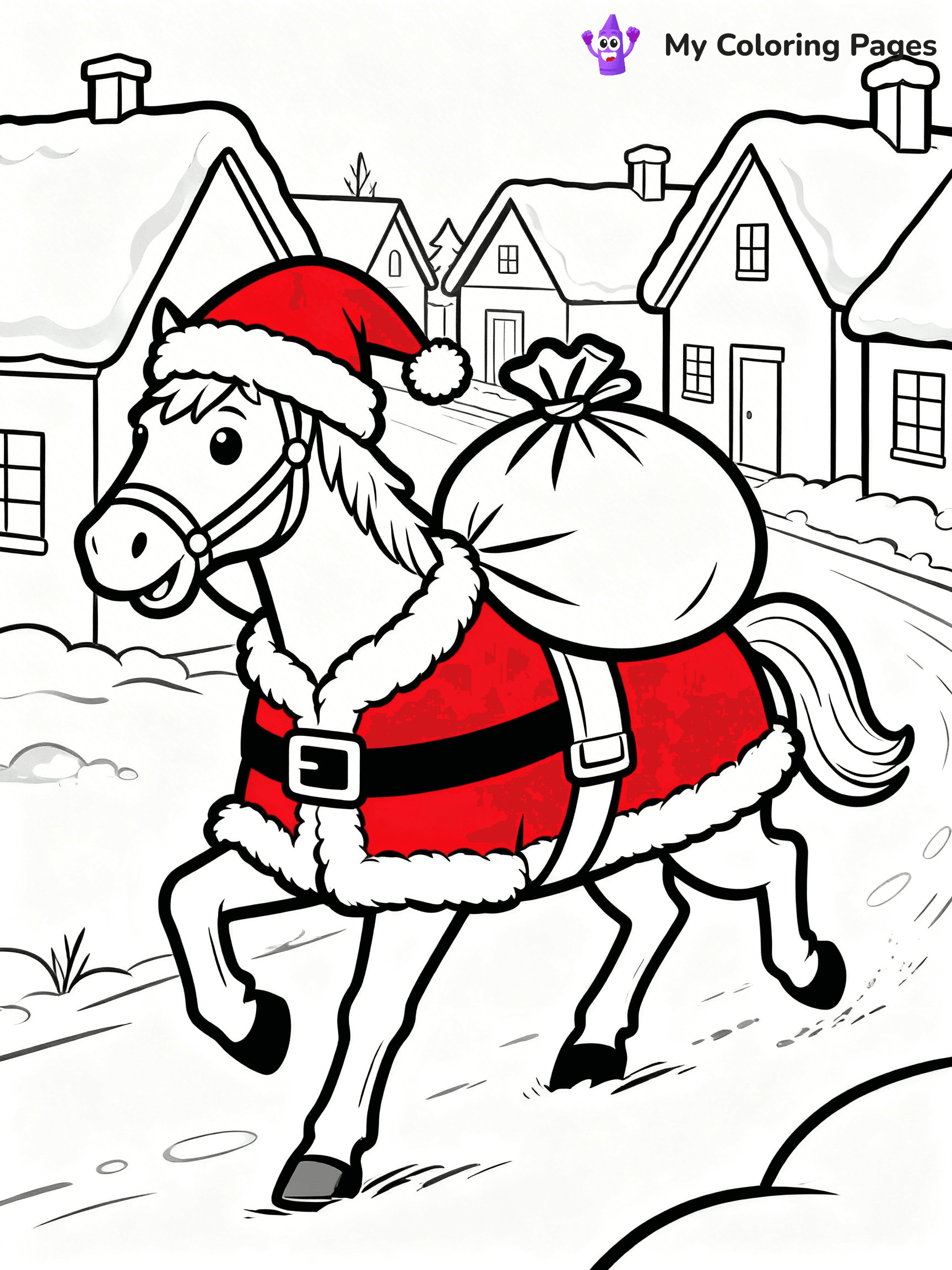 Christmas Horse Coloring Pages - 3