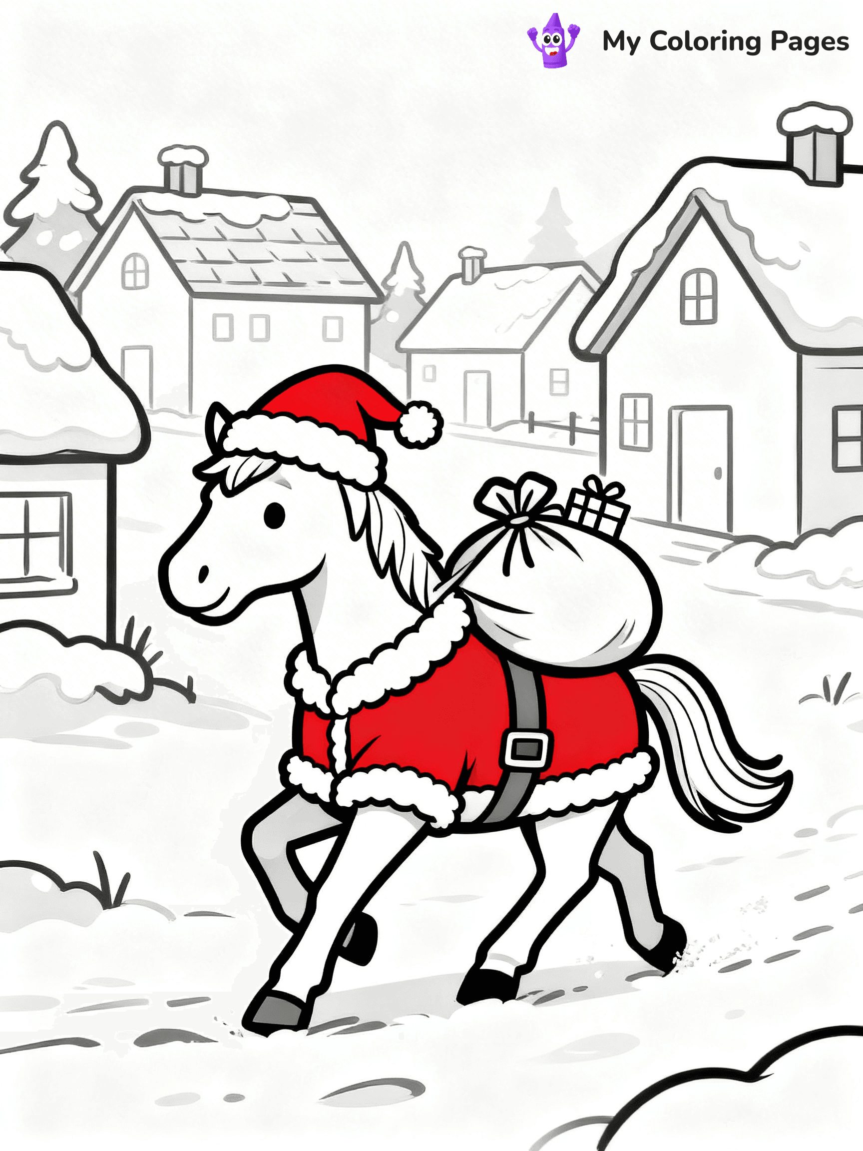 Christmas Horse Coloring Pages - 2