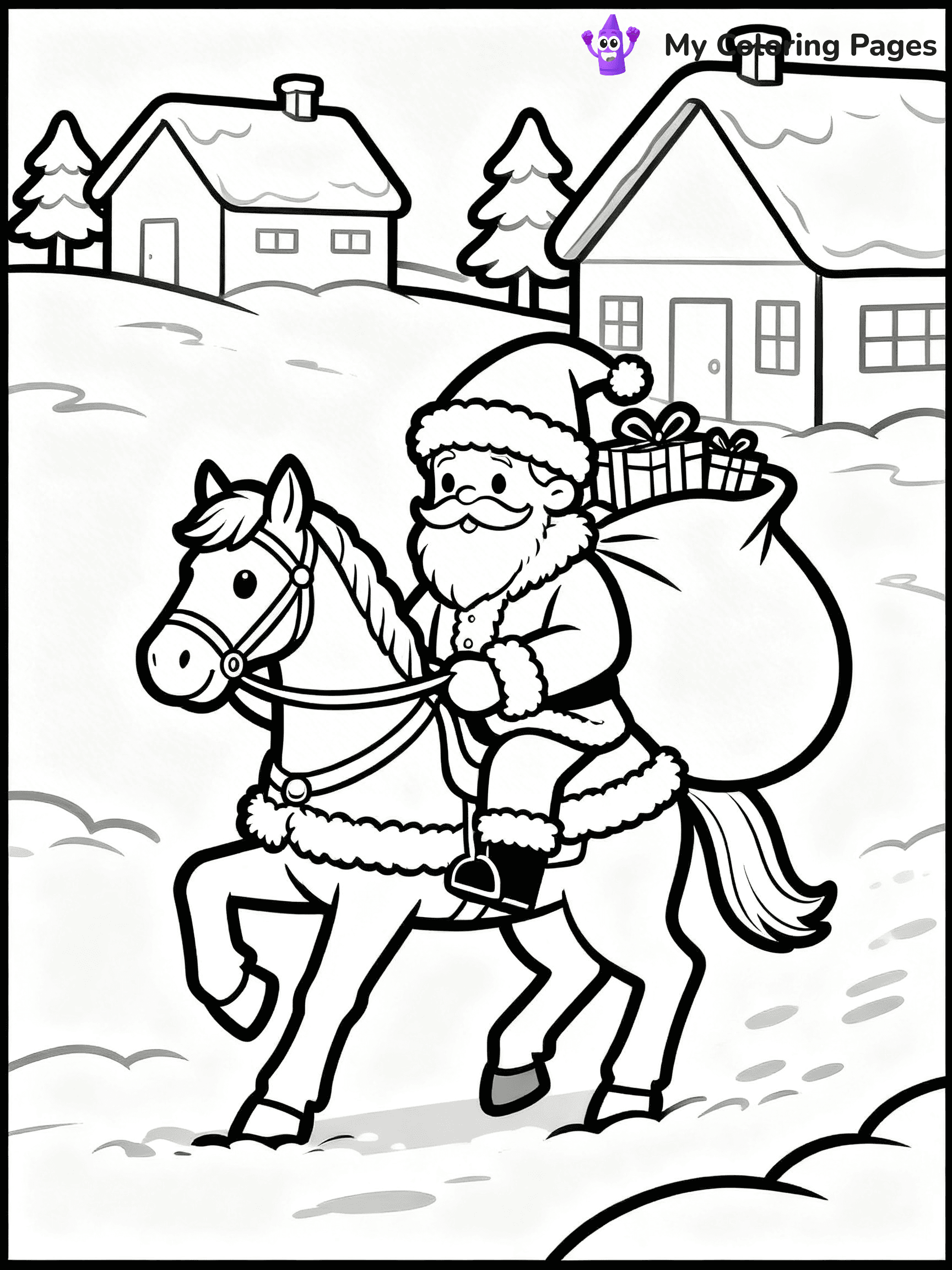 Christmas Horse Coloring Pages - 1