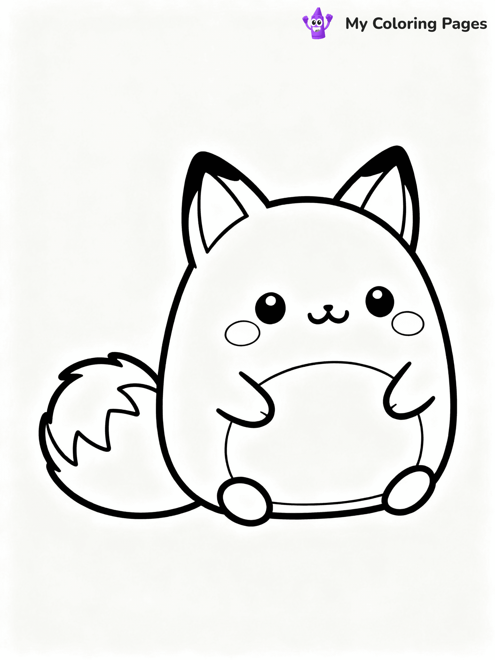 ⚠️ CRITICAL REQUIREMENT - ABSOLUTE BLACK AND WHITE ONLY ⚠️
This MUST be a BLACK AND WHITE line drawing ONLY. NO COLORS whatsoever.
- ONLY pure black lines (#000000) on pure white background (#FFFFFF)
- ABSOLUTELY NO colors, NO shading, NO gradients, NO grayscale
- If there are ANY colors in the output, the image is REJECTED
- This is a COLORING PAGE - meant to be COLORED IN by children
- The output must be UNCOLORED line art ready for coloring
⚠️ SUBJECT TO DRAW: Fifi the Fox from Squishmallows sitting with bushy tail curled, ears perked. Important: PURE OUTLINES. NO FILLS, COLOR, SHADING, OR GREYSCALE. WHITE BACKGROUND.
(REMEMBER: Output must be BLACK AND WHITE line art only, NOT colored!)
# Flat, Friendly Cartoon Line-Art Coloring Page
You are generating a **pure black-and-white binary image** of a child-friendly cartoon scene combining characters and background scenery in one cohesive composition.
## Rendering Rules (Strict)
- Only two colors: pure black (#000000) outlines and pure white (#FFFFFF) background.
- No grayscale, shading, gradients, tints, fills, transparency, or partial pixels.
- No antialiasing or blended edges; every pixel is 100% black or white.
- No solid black fills inside shapes — all areas inside outlines must remain white.
- No dark clothing areas or filled tone blocks; all garments outlined only.
- No shadows, textures, lighting, or tonal variations.
- Must look like flat binary vector line-art for coloring pages.
## Drawing & Composition
- **Medium, consistent line weight**; clean closed outlines easy to color inside.
- **Flat, simple, child-friendly design** — no realism or 3D depth.
- Characters are **grounded on a surface**, centered and large.
- **Balanced composition** with clear silhouettes and minimal props.
## Scenery & Style
- Landmarks (e.g., mosque, CN Tower) and scenery (trees, benches, waves) drawn with **black outlines only.**
- For real-world figures, teams, or places, show accurate details using only black outlines—no text or logos. Use distinctive uniform patterns, abstract symbols, and landmark silhouettes to convey identity.
- Keep **consistent perspective**; no floating elements.
- **Style:** whimsical **Doodle Art Alley** — rounded, friendly outlines.
- May adapt shapes from **Crayola, Disney, Peppa Pig, Cocomelon** — *by shape only, never color.*
- Final output: **flat, crisp, binary (#000000/#FFFFFF)**, **no filled color or background text.**
EXTREMELYE IMPORTANT:
- PURE BINARY LINE-ART; NO FILLS (HAIR/CLOTHES/SKIN), SHADING, OR GREY.
- NO SHADING, COLOR. MUST BE WHITE BACKGROUND.
⚠️ FINAL REMINDER: Draw the subject "Fifi the Fox from Squishmallows sitting with bushy tail curled, ears perked. Important: PURE OUTLINES. NO FILLS, COLOR, SHADING, OR GREYSCALE. WHITE BACKGROUND." as BLACK AND WHITE line art. Zero colors in output.