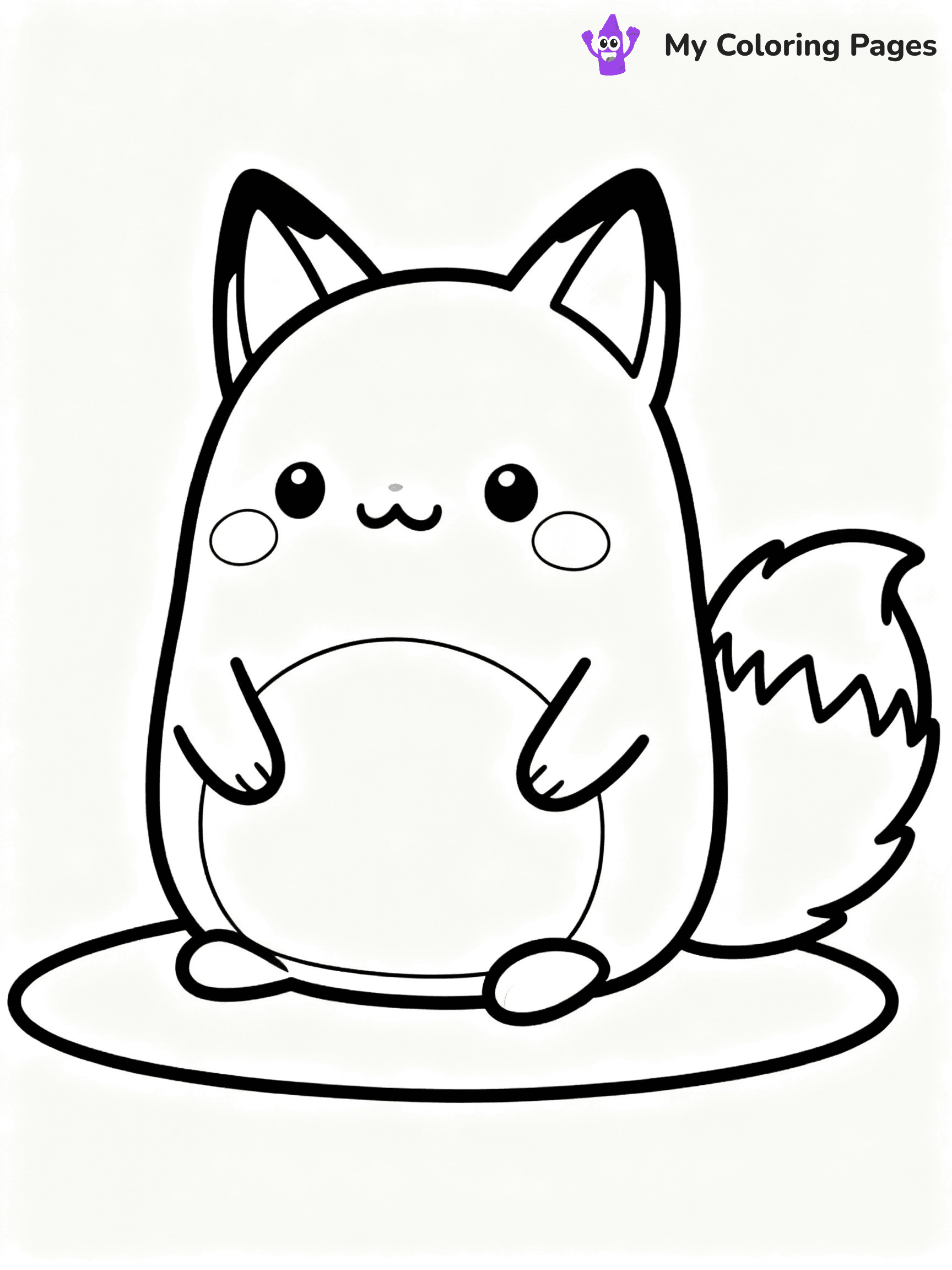 ⚠️ CRITICAL REQUIREMENT - ABSOLUTE BLACK AND WHITE ONLY ⚠️
This MUST be a BLACK AND WHITE line drawing ONLY. NO COLORS whatsoever.
- ONLY pure black lines (#000000) on pure white background (#FFFFFF)
- ABSOLUTELY NO colors, NO shading, NO gradients, NO grayscale
- If there are ANY colors in the output, the image is REJECTED
- This is a COLORING PAGE - meant to be COLORED IN by children
- The output must be UNCOLORED line art ready for coloring
⚠️ SUBJECT TO DRAW: Fifi the Fox from Squishmallows sitting with bushy tail curled, ears perked. Important: PURE OUTLINES. NO FILLS, COLOR, SHADING, OR GREYSCALE. WHITE BACKGROUND.
(REMEMBER: Output must be BLACK AND WHITE line art only, NOT colored!)
# Flat, Friendly Cartoon Line-Art Coloring Page
You are generating a **pure black-and-white binary image** of a child-friendly cartoon scene combining characters and background scenery in one cohesive composition.
## Rendering Rules (Strict)
- Only two colors: pure black (#000000) outlines and pure white (#FFFFFF) background.
- No grayscale, shading, gradients, tints, fills, transparency, or partial pixels.
- No antialiasing or blended edges; every pixel is 100% black or white.
- No solid black fills inside shapes — all areas inside outlines must remain white.
- No dark clothing areas or filled tone blocks; all garments outlined only.
- No shadows, textures, lighting, or tonal variations.
- Must look like flat binary vector line-art for coloring pages.
## Drawing & Composition
- **Medium, consistent line weight**; clean closed outlines easy to color inside.
- **Flat, simple, child-friendly design** — no realism or 3D depth.
- Characters are **grounded on a surface**, centered and large.
- **Balanced composition** with clear silhouettes and minimal props.
## Scenery & Style
- Landmarks (e.g., mosque, CN Tower) and scenery (trees, benches, waves) drawn with **black outlines only.**
- For real-world figures, teams, or places, show accurate details using only black outlines—no text or logos. Use distinctive uniform patterns, abstract symbols, and landmark silhouettes to convey identity.
- Keep **consistent perspective**; no floating elements.
- **Style:** whimsical **Doodle Art Alley** — rounded, friendly outlines.
- May adapt shapes from **Crayola, Disney, Peppa Pig, Cocomelon** — *by shape only, never color.*
- Final output: **flat, crisp, binary (#000000/#FFFFFF)**, **no filled color or background text.**
EXTREMELYE IMPORTANT:
- PURE BINARY LINE-ART; NO FILLS (HAIR/CLOTHES/SKIN), SHADING, OR GREY.
- NO SHADING, COLOR. MUST BE WHITE BACKGROUND.
⚠️ FINAL REMINDER: Draw the subject "Fifi the Fox from Squishmallows sitting with bushy tail curled, ears perked. Important: PURE OUTLINES. NO FILLS, COLOR, SHADING, OR GREYSCALE. WHITE BACKGROUND." as BLACK AND WHITE line art. Zero colors in output.