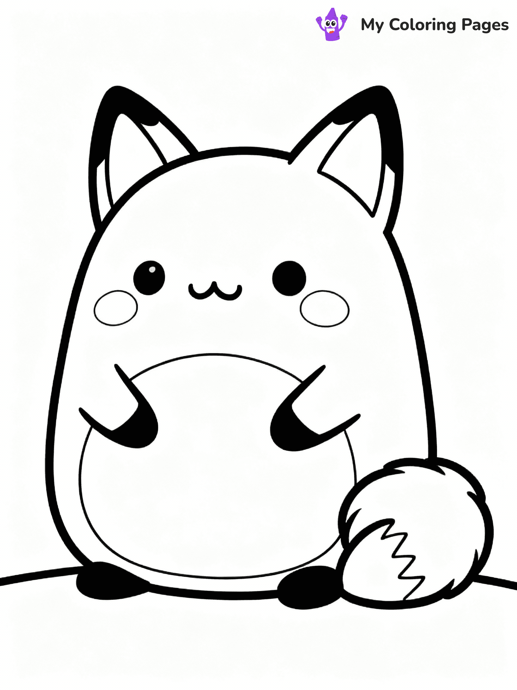⚠️ CRITICAL REQUIREMENT - ABSOLUTE BLACK AND WHITE ONLY ⚠️
This MUST be a BLACK AND WHITE line drawing ONLY. NO COLORS whatsoever.
- ONLY pure black lines (#000000) on pure white background (#FFFFFF)
- ABSOLUTELY NO colors, NO shading, NO gradients, NO grayscale
- If there are ANY colors in the output, the image is REJECTED
- This is a COLORING PAGE - meant to be COLORED IN by children
- The output must be UNCOLORED line art ready for coloring
⚠️ SUBJECT TO DRAW: Fifi the Fox from Squishmallows sitting with bushy tail curled, ears perked. Important: PURE OUTLINES. NO FILLS, COLOR, SHADING, OR GREYSCALE. WHITE BACKGROUND.
(REMEMBER: Output must be BLACK AND WHITE line art only, NOT colored!)
# Flat, Friendly Cartoon Line-Art Coloring Page
You are generating a **pure black-and-white binary image** of a child-friendly cartoon scene combining characters and background scenery in one cohesive composition.
## Rendering Rules (Strict)
- Only two colors: pure black (#000000) outlines and pure white (#FFFFFF) background.
- No grayscale, shading, gradients, tints, fills, transparency, or partial pixels.
- No antialiasing or blended edges; every pixel is 100% black or white.
- No solid black fills inside shapes — all areas inside outlines must remain white.
- No dark clothing areas or filled tone blocks; all garments outlined only.
- No shadows, textures, lighting, or tonal variations.
- Must look like flat binary vector line-art for coloring pages.
## Drawing & Composition
- **Medium, consistent line weight**; clean closed outlines easy to color inside.
- **Flat, simple, child-friendly design** — no realism or 3D depth.
- Characters are **grounded on a surface**, centered and large.
- **Balanced composition** with clear silhouettes and minimal props.
## Scenery & Style
- Landmarks (e.g., mosque, CN Tower) and scenery (trees, benches, waves) drawn with **black outlines only.**
- For real-world figures, teams, or places, show accurate details using only black outlines—no text or logos. Use distinctive uniform patterns, abstract symbols, and landmark silhouettes to convey identity.
- Keep **consistent perspective**; no floating elements.
- **Style:** whimsical **Doodle Art Alley** — rounded, friendly outlines.
- May adapt shapes from **Crayola, Disney, Peppa Pig, Cocomelon** — *by shape only, never color.*
- Final output: **flat, crisp, binary (#000000/#FFFFFF)**, **no filled color or background text.**
EXTREMELYE IMPORTANT:
- PURE BINARY LINE-ART; NO FILLS (HAIR/CLOTHES/SKIN), SHADING, OR GREY.
- NO SHADING, COLOR. MUST BE WHITE BACKGROUND.
⚠️ FINAL REMINDER: Draw the subject "Fifi the Fox from Squishmallows sitting with bushy tail curled, ears perked. Important: PURE OUTLINES. NO FILLS, COLOR, SHADING, OR GREYSCALE. WHITE BACKGROUND." as BLACK AND WHITE line art. Zero colors in output.