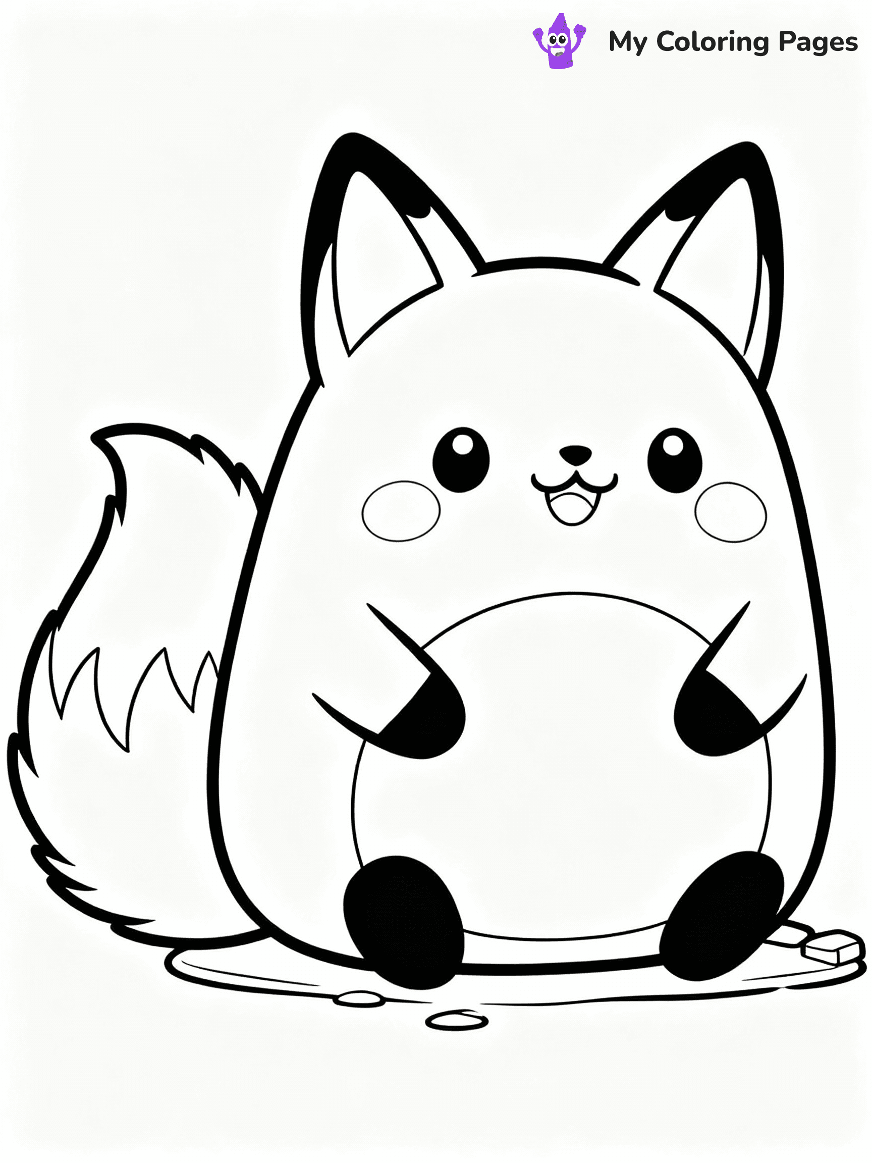 ⚠️ CRITICAL REQUIREMENT - ABSOLUTE BLACK AND WHITE ONLY ⚠️
This MUST be a BLACK AND WHITE line drawing ONLY. NO COLORS whatsoever.
- ONLY pure black lines (#000000) on pure white background (#FFFFFF)
- ABSOLUTELY NO colors, NO shading, NO gradients, NO grayscale
- If there are ANY colors in the output, the image is REJECTED
- This is a COLORING PAGE - meant to be COLORED IN by children
- The output must be UNCOLORED line art ready for coloring
⚠️ SUBJECT TO DRAW: Fifi the Fox from Squishmallows sitting with bushy tail curled, ears perked. Important: PURE OUTLINES. NO FILLS, COLOR, SHADING, OR GREYSCALE. WHITE BACKGROUND.
(REMEMBER: Output must be BLACK AND WHITE line art only, NOT colored!)
# Flat, Friendly Cartoon Line-Art Coloring Page
You are generating a **pure black-and-white binary image** of a child-friendly cartoon scene combining characters and background scenery in one cohesive composition.
## Rendering Rules (Strict)
- Only two colors: pure black (#000000) outlines and pure white (#FFFFFF) background.
- No grayscale, shading, gradients, tints, fills, transparency, or partial pixels.
- No antialiasing or blended edges; every pixel is 100% black or white.
- No solid black fills inside shapes — all areas inside outlines must remain white.
- No dark clothing areas or filled tone blocks; all garments outlined only.
- No shadows, textures, lighting, or tonal variations.
- Must look like flat binary vector line-art for coloring pages.
## Drawing & Composition
- **Medium, consistent line weight**; clean closed outlines easy to color inside.
- **Flat, simple, child-friendly design** — no realism or 3D depth.
- Characters are **grounded on a surface**, centered and large.
- **Balanced composition** with clear silhouettes and minimal props.
## Scenery & Style
- Landmarks (e.g., mosque, CN Tower) and scenery (trees, benches, waves) drawn with **black outlines only.**
- For real-world figures, teams, or places, show accurate details using only black outlines—no text or logos. Use distinctive uniform patterns, abstract symbols, and landmark silhouettes to convey identity.
- Keep **consistent perspective**; no floating elements.
- **Style:** whimsical **Doodle Art Alley** — rounded, friendly outlines.
- May adapt shapes from **Crayola, Disney, Peppa Pig, Cocomelon** — *by shape only, never color.*
- Final output: **flat, crisp, binary (#000000/#FFFFFF)**, **no filled color or background text.**
EXTREMELYE IMPORTANT:
- PURE BINARY LINE-ART; NO FILLS (HAIR/CLOTHES/SKIN), SHADING, OR GREY.
- NO SHADING, COLOR. MUST BE WHITE BACKGROUND.
⚠️ FINAL REMINDER: Draw the subject "Fifi the Fox from Squishmallows sitting with bushy tail curled, ears perked. Important: PURE OUTLINES. NO FILLS, COLOR, SHADING, OR GREYSCALE. WHITE BACKGROUND." as BLACK AND WHITE line art. Zero colors in output.