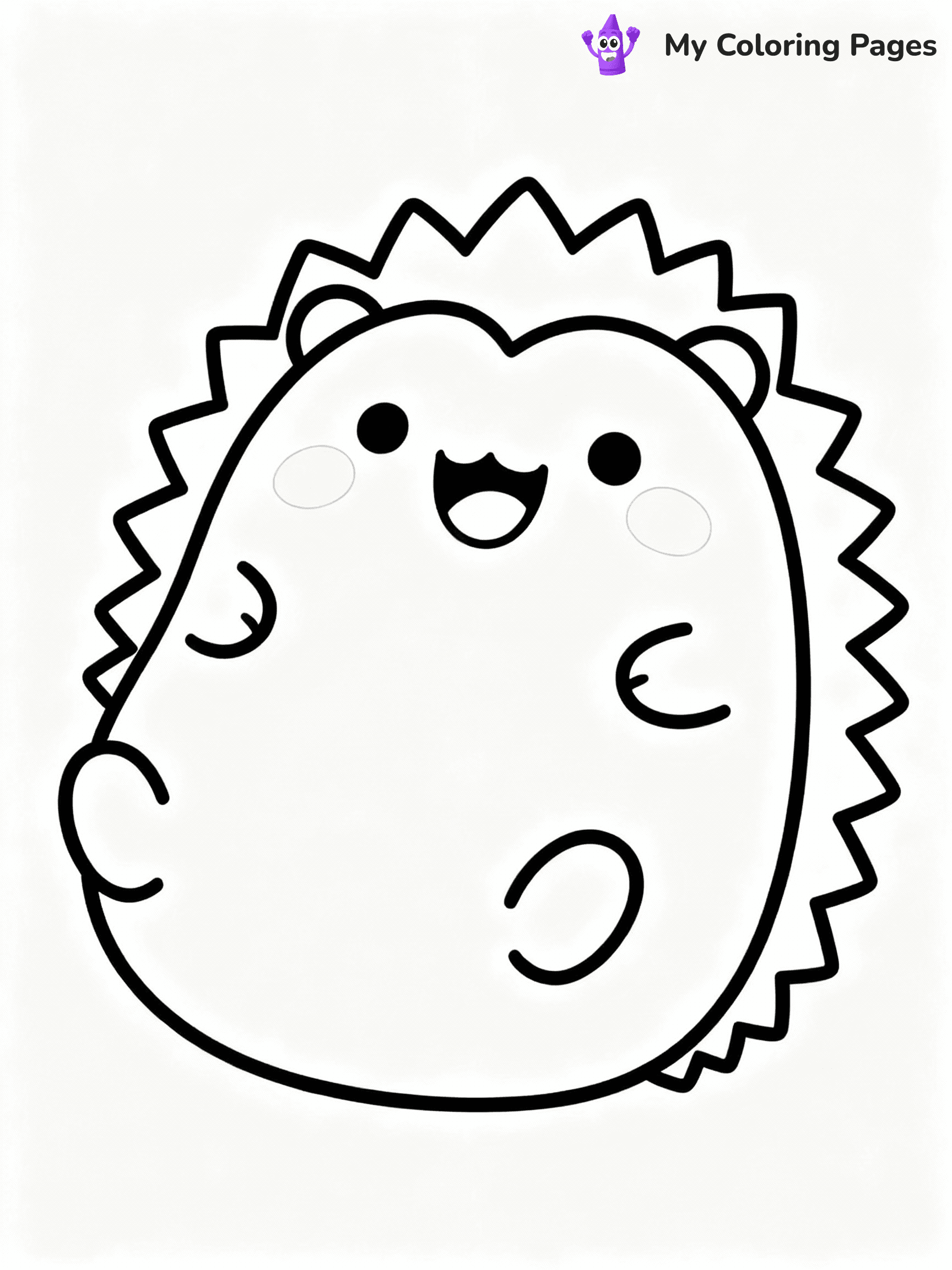 ⚠️ CRITICAL REQUIREMENT - ABSOLUTE BLACK AND WHITE ONLY ⚠️
This MUST be a BLACK AND WHITE line drawing ONLY. NO COLORS whatsoever.
- ONLY pure black lines (#000000) on pure white background (#FFFFFF)
- ABSOLUTELY NO colors, NO shading, NO gradients, NO grayscale
- If there are ANY colors in the output, the image is REJECTED
- This is a COLORING PAGE - meant to be COLORED IN by children
- The output must be UNCOLORED line art ready for coloring
⚠️ SUBJECT TO DRAW: Hans the Hedgehog from Squishmallows rolling on back, spines visible, smile wide. Important: PURE OUTLINES. NO FILLS, COLOR, SHADING, OR GREYSCALE. WHITE BACKGROUND.
(REMEMBER: Output must be BLACK AND WHITE line art only, NOT colored!)
# Flat, Friendly Cartoon Line-Art Coloring Page
You are generating a **pure black-and-white binary image** of a child-friendly cartoon scene combining characters and background scenery in one cohesive composition.
## Rendering Rules (Strict)
- Only two colors: pure black (#000000) outlines and pure white (#FFFFFF) background.
- No grayscale, shading, gradients, tints, fills, transparency, or partial pixels.
- No antialiasing or blended edges; every pixel is 100% black or white.
- No solid black fills inside shapes — all areas inside outlines must remain white.
- No dark clothing areas or filled tone blocks; all garments outlined only.
- No shadows, textures, lighting, or tonal variations.
- Must look like flat binary vector line-art for coloring pages.
## Drawing & Composition
- **Medium, consistent line weight**; clean closed outlines easy to color inside.
- **Flat, simple, child-friendly design** — no realism or 3D depth.
- Characters are **grounded on a surface**, centered and large.
- **Balanced composition** with clear silhouettes and minimal props.
## Scenery & Style
- Landmarks (e.g., mosque, CN Tower) and scenery (trees, benches, waves) drawn with **black outlines only.**
- For real-world figures, teams, or places, show accurate details using only black outlines—no text or logos. Use distinctive uniform patterns, abstract symbols, and landmark silhouettes to convey identity.
- Keep **consistent perspective**; no floating elements.
- **Style:** whimsical **Doodle Art Alley** — rounded, friendly outlines.
- May adapt shapes from **Crayola, Disney, Peppa Pig, Cocomelon** — *by shape only, never color.*
- Final output: **flat, crisp, binary (#000000/#FFFFFF)**, **no filled color or background text.**
EXTREMELYE IMPORTANT:
- PURE BINARY LINE-ART; NO FILLS (HAIR/CLOTHES/SKIN), SHADING, OR GREY.
- NO SHADING, COLOR. MUST BE WHITE BACKGROUND.
⚠️ FINAL REMINDER: Draw the subject "Hans the Hedgehog from Squishmallows rolling on back, spines visible, smile wide. Important: PURE OUTLINES. NO FILLS, COLOR, SHADING, OR GREYSCALE. WHITE BACKGROUND." as BLACK AND WHITE line art. Zero colors in output.