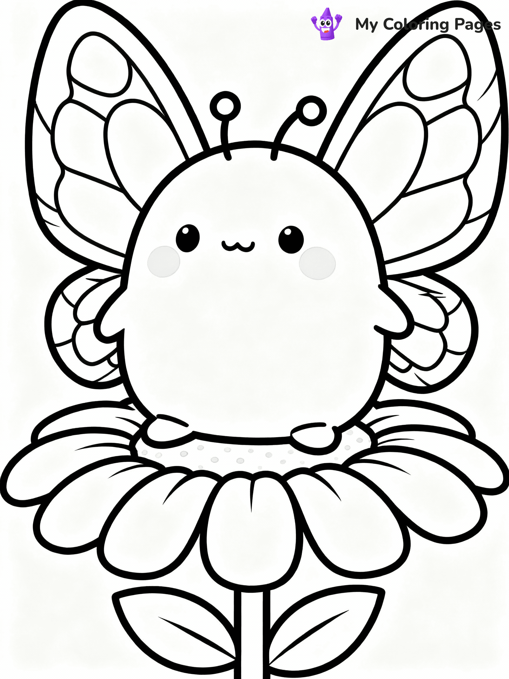 ⚠️ CRITICAL REQUIREMENT - ABSOLUTE BLACK AND WHITE ONLY ⚠️
This MUST be a BLACK AND WHITE line drawing ONLY. NO COLORS whatsoever.
- ONLY pure black lines (#000000) on pure white background (#FFFFFF)
- ABSOLUTELY NO colors, NO shading, NO gradients, NO grayscale
- If there are ANY colors in the output, the image is REJECTED
- This is a COLORING PAGE - meant to be COLORED IN by children
- The output must be UNCOLORED line art ready for coloring
⚠️ SUBJECT TO DRAW: Maribel the Butterfly from Squishmallows resting on a flower, wings folded. Important: PURE OUTLINES. NO FILLS, COLOR, SHADING, OR GREYSCALE. WHITE BACKGROUND.
(REMEMBER: Output must be BLACK AND WHITE line art only, NOT colored!)
# Flat, Friendly Cartoon Line-Art Coloring Page
You are generating a **pure black-and-white binary image** of a child-friendly cartoon scene combining characters and background scenery in one cohesive composition.
## Rendering Rules (Strict)
- Only two colors: pure black (#000000) outlines and pure white (#FFFFFF) background.
- No grayscale, shading, gradients, tints, fills, transparency, or partial pixels.
- No antialiasing or blended edges; every pixel is 100% black or white.
- No solid black fills inside shapes — all areas inside outlines must remain white.
- No dark clothing areas or filled tone blocks; all garments outlined only.
- No shadows, textures, lighting, or tonal variations.
- Must look like flat binary vector line-art for coloring pages.
## Drawing & Composition
- **Medium, consistent line weight**; clean closed outlines easy to color inside.
- **Flat, simple, child-friendly design** — no realism or 3D depth.
- Characters are **grounded on a surface**, centered and large.
- **Balanced composition** with clear silhouettes and minimal props.
## Scenery & Style
- Landmarks (e.g., mosque, CN Tower) and scenery (trees, benches, waves) drawn with **black outlines only.**
- For real-world figures, teams, or places, show accurate details using only black outlines—no text or logos. Use distinctive uniform patterns, abstract symbols, and landmark silhouettes to convey identity.
- Keep **consistent perspective**; no floating elements.
- **Style:** whimsical **Doodle Art Alley** — rounded, friendly outlines.
- May adapt shapes from **Crayola, Disney, Peppa Pig, Cocomelon** — *by shape only, never color.*
- Final output: **flat, crisp, binary (#000000/#FFFFFF)**, **no filled color or background text.**
EXTREMELYE IMPORTANT:
- PURE BINARY LINE-ART; NO FILLS (HAIR/CLOTHES/SKIN), SHADING, OR GREY.
- NO SHADING, COLOR. MUST BE WHITE BACKGROUND.
⚠️ FINAL REMINDER: Draw the subject "Maribel the Butterfly from Squishmallows resting on a flower, wings folded. Important: PURE OUTLINES. NO FILLS, COLOR, SHADING, OR GREYSCALE. WHITE BACKGROUND." as BLACK AND WHITE line art. Zero colors in output.