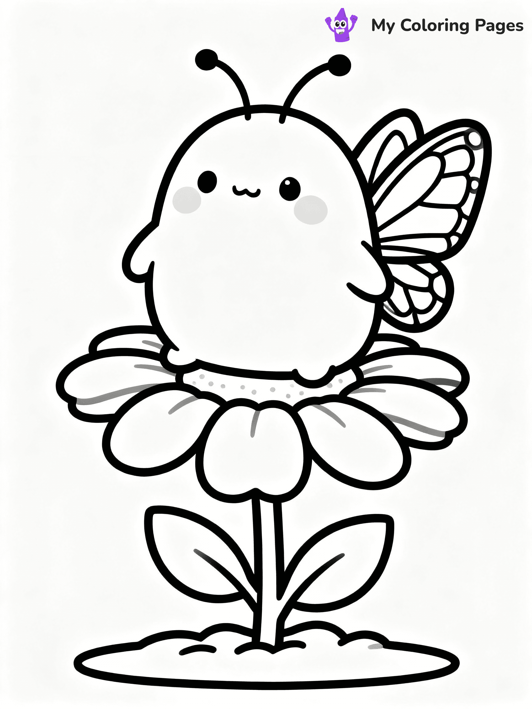 ⚠️ CRITICAL REQUIREMENT - ABSOLUTE BLACK AND WHITE ONLY ⚠️
This MUST be a BLACK AND WHITE line drawing ONLY. NO COLORS whatsoever.
- ONLY pure black lines (#000000) on pure white background (#FFFFFF)
- ABSOLUTELY NO colors, NO shading, NO gradients, NO grayscale
- If there are ANY colors in the output, the image is REJECTED
- This is a COLORING PAGE - meant to be COLORED IN by children
- The output must be UNCOLORED line art ready for coloring
⚠️ SUBJECT TO DRAW: Maribel the Butterfly from Squishmallows resting on a flower, wings folded. Important: PURE OUTLINES. NO FILLS, COLOR, SHADING, OR GREYSCALE. WHITE BACKGROUND.
(REMEMBER: Output must be BLACK AND WHITE line art only, NOT colored!)
# Flat, Friendly Cartoon Line-Art Coloring Page
You are generating a **pure black-and-white binary image** of a child-friendly cartoon scene combining characters and background scenery in one cohesive composition.
## Rendering Rules (Strict)
- Only two colors: pure black (#000000) outlines and pure white (#FFFFFF) background.
- No grayscale, shading, gradients, tints, fills, transparency, or partial pixels.
- No antialiasing or blended edges; every pixel is 100% black or white.
- No solid black fills inside shapes — all areas inside outlines must remain white.
- No dark clothing areas or filled tone blocks; all garments outlined only.
- No shadows, textures, lighting, or tonal variations.
- Must look like flat binary vector line-art for coloring pages.
## Drawing & Composition
- **Medium, consistent line weight**; clean closed outlines easy to color inside.
- **Flat, simple, child-friendly design** — no realism or 3D depth.
- Characters are **grounded on a surface**, centered and large.
- **Balanced composition** with clear silhouettes and minimal props.
## Scenery & Style
- Landmarks (e.g., mosque, CN Tower) and scenery (trees, benches, waves) drawn with **black outlines only.**
- For real-world figures, teams, or places, show accurate details using only black outlines—no text or logos. Use distinctive uniform patterns, abstract symbols, and landmark silhouettes to convey identity.
- Keep **consistent perspective**; no floating elements.
- **Style:** whimsical **Doodle Art Alley** — rounded, friendly outlines.
- May adapt shapes from **Crayola, Disney, Peppa Pig, Cocomelon** — *by shape only, never color.*
- Final output: **flat, crisp, binary (#000000/#FFFFFF)**, **no filled color or background text.**
EXTREMELYE IMPORTANT:
- PURE BINARY LINE-ART; NO FILLS (HAIR/CLOTHES/SKIN), SHADING, OR GREY.
- NO SHADING, COLOR. MUST BE WHITE BACKGROUND.
⚠️ FINAL REMINDER: Draw the subject "Maribel the Butterfly from Squishmallows resting on a flower, wings folded. Important: PURE OUTLINES. NO FILLS, COLOR, SHADING, OR GREYSCALE. WHITE BACKGROUND." as BLACK AND WHITE line art. Zero colors in output.