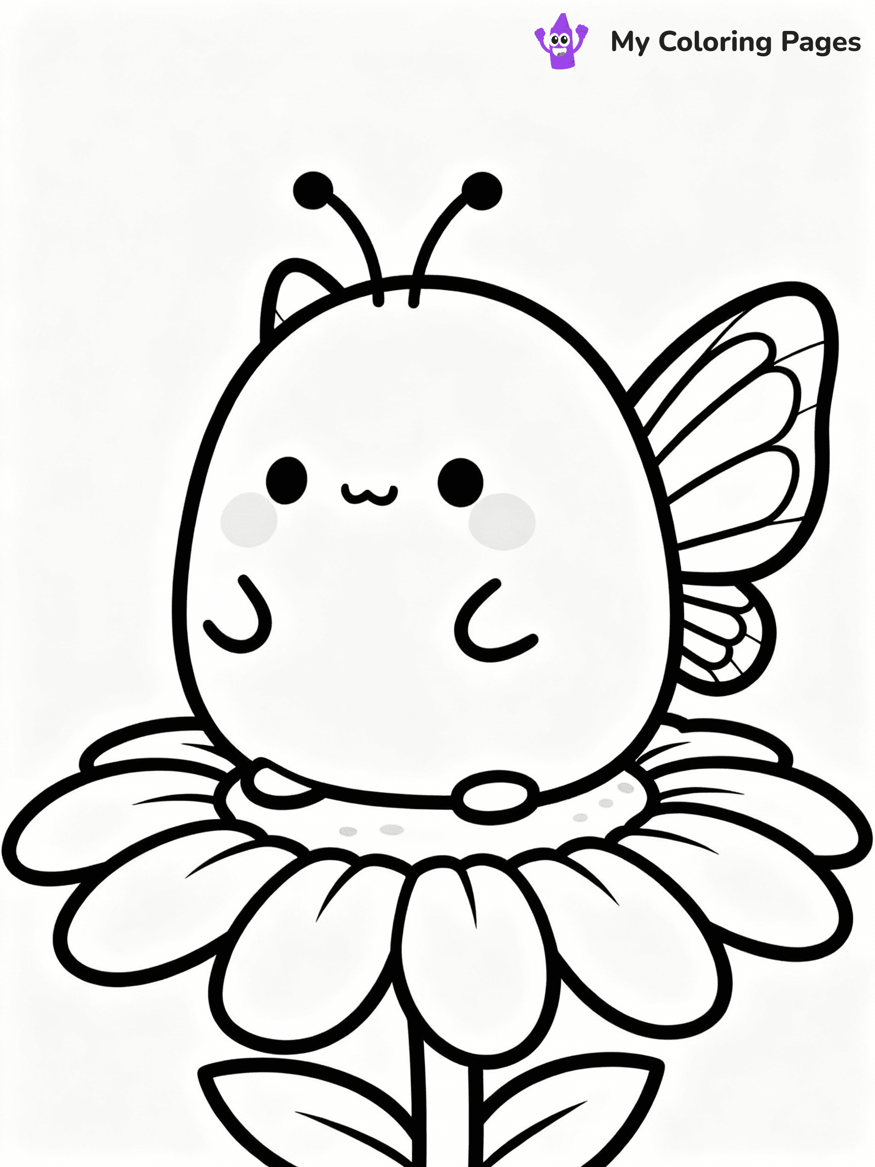 ⚠️ CRITICAL REQUIREMENT - ABSOLUTE BLACK AND WHITE ONLY ⚠️
This MUST be a BLACK AND WHITE line drawing ONLY. NO COLORS whatsoever.
- ONLY pure black lines (#000000) on pure white background (#FFFFFF)
- ABSOLUTELY NO colors, NO shading, NO gradients, NO grayscale
- If there are ANY colors in the output, the image is REJECTED
- This is a COLORING PAGE - meant to be COLORED IN by children
- The output must be UNCOLORED line art ready for coloring
⚠️ SUBJECT TO DRAW: Maribel the Butterfly from Squishmallows resting on a flower, wings folded. Important: PURE OUTLINES. NO FILLS, COLOR, SHADING, OR GREYSCALE. WHITE BACKGROUND.
(REMEMBER: Output must be BLACK AND WHITE line art only, NOT colored!)
# Flat, Friendly Cartoon Line-Art Coloring Page
You are generating a **pure black-and-white binary image** of a child-friendly cartoon scene combining characters and background scenery in one cohesive composition.
## Rendering Rules (Strict)
- Only two colors: pure black (#000000) outlines and pure white (#FFFFFF) background.
- No grayscale, shading, gradients, tints, fills, transparency, or partial pixels.
- No antialiasing or blended edges; every pixel is 100% black or white.
- No solid black fills inside shapes — all areas inside outlines must remain white.
- No dark clothing areas or filled tone blocks; all garments outlined only.
- No shadows, textures, lighting, or tonal variations.
- Must look like flat binary vector line-art for coloring pages.
## Drawing & Composition
- **Medium, consistent line weight**; clean closed outlines easy to color inside.
- **Flat, simple, child-friendly design** — no realism or 3D depth.
- Characters are **grounded on a surface**, centered and large.
- **Balanced composition** with clear silhouettes and minimal props.
## Scenery & Style
- Landmarks (e.g., mosque, CN Tower) and scenery (trees, benches, waves) drawn with **black outlines only.**
- For real-world figures, teams, or places, show accurate details using only black outlines—no text or logos. Use distinctive uniform patterns, abstract symbols, and landmark silhouettes to convey identity.
- Keep **consistent perspective**; no floating elements.
- **Style:** whimsical **Doodle Art Alley** — rounded, friendly outlines.
- May adapt shapes from **Crayola, Disney, Peppa Pig, Cocomelon** — *by shape only, never color.*
- Final output: **flat, crisp, binary (#000000/#FFFFFF)**, **no filled color or background text.**
EXTREMELYE IMPORTANT:
- PURE BINARY LINE-ART; NO FILLS (HAIR/CLOTHES/SKIN), SHADING, OR GREY.
- NO SHADING, COLOR. MUST BE WHITE BACKGROUND.
⚠️ FINAL REMINDER: Draw the subject "Maribel the Butterfly from Squishmallows resting on a flower, wings folded. Important: PURE OUTLINES. NO FILLS, COLOR, SHADING, OR GREYSCALE. WHITE BACKGROUND." as BLACK AND WHITE line art. Zero colors in output.