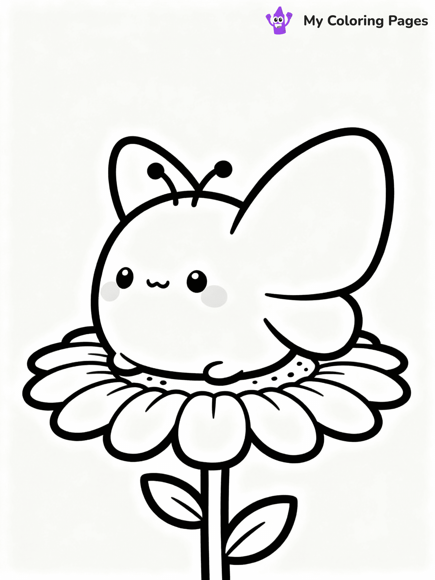 ⚠️ CRITICAL REQUIREMENT - ABSOLUTE BLACK AND WHITE ONLY ⚠️
This MUST be a BLACK AND WHITE line drawing ONLY. NO COLORS whatsoever.
- ONLY pure black lines (#000000) on pure white background (#FFFFFF)
- ABSOLUTELY NO colors, NO shading, NO gradients, NO grayscale
- If there are ANY colors in the output, the image is REJECTED
- This is a COLORING PAGE - meant to be COLORED IN by children
- The output must be UNCOLORED line art ready for coloring
⚠️ SUBJECT TO DRAW: Maribel the Butterfly from Squishmallows resting on a flower, wings folded. Important: PURE OUTLINES. NO FILLS, COLOR, SHADING, OR GREYSCALE. WHITE BACKGROUND.
(REMEMBER: Output must be BLACK AND WHITE line art only, NOT colored!)
# Flat, Friendly Cartoon Line-Art Coloring Page
You are generating a **pure black-and-white binary image** of a child-friendly cartoon scene combining characters and background scenery in one cohesive composition.
## Rendering Rules (Strict)
- Only two colors: pure black (#000000) outlines and pure white (#FFFFFF) background.
- No grayscale, shading, gradients, tints, fills, transparency, or partial pixels.
- No antialiasing or blended edges; every pixel is 100% black or white.
- No solid black fills inside shapes — all areas inside outlines must remain white.
- No dark clothing areas or filled tone blocks; all garments outlined only.
- No shadows, textures, lighting, or tonal variations.
- Must look like flat binary vector line-art for coloring pages.
## Drawing & Composition
- **Medium, consistent line weight**; clean closed outlines easy to color inside.
- **Flat, simple, child-friendly design** — no realism or 3D depth.
- Characters are **grounded on a surface**, centered and large.
- **Balanced composition** with clear silhouettes and minimal props.
## Scenery & Style
- Landmarks (e.g., mosque, CN Tower) and scenery (trees, benches, waves) drawn with **black outlines only.**
- For real-world figures, teams, or places, show accurate details using only black outlines—no text or logos. Use distinctive uniform patterns, abstract symbols, and landmark silhouettes to convey identity.
- Keep **consistent perspective**; no floating elements.
- **Style:** whimsical **Doodle Art Alley** — rounded, friendly outlines.
- May adapt shapes from **Crayola, Disney, Peppa Pig, Cocomelon** — *by shape only, never color.*
- Final output: **flat, crisp, binary (#000000/#FFFFFF)**, **no filled color or background text.**
EXTREMELYE IMPORTANT:
- PURE BINARY LINE-ART; NO FILLS (HAIR/CLOTHES/SKIN), SHADING, OR GREY.
- NO SHADING, COLOR. MUST BE WHITE BACKGROUND.
⚠️ FINAL REMINDER: Draw the subject "Maribel the Butterfly from Squishmallows resting on a flower, wings folded. Important: PURE OUTLINES. NO FILLS, COLOR, SHADING, OR GREYSCALE. WHITE BACKGROUND." as BLACK AND WHITE line art. Zero colors in output.