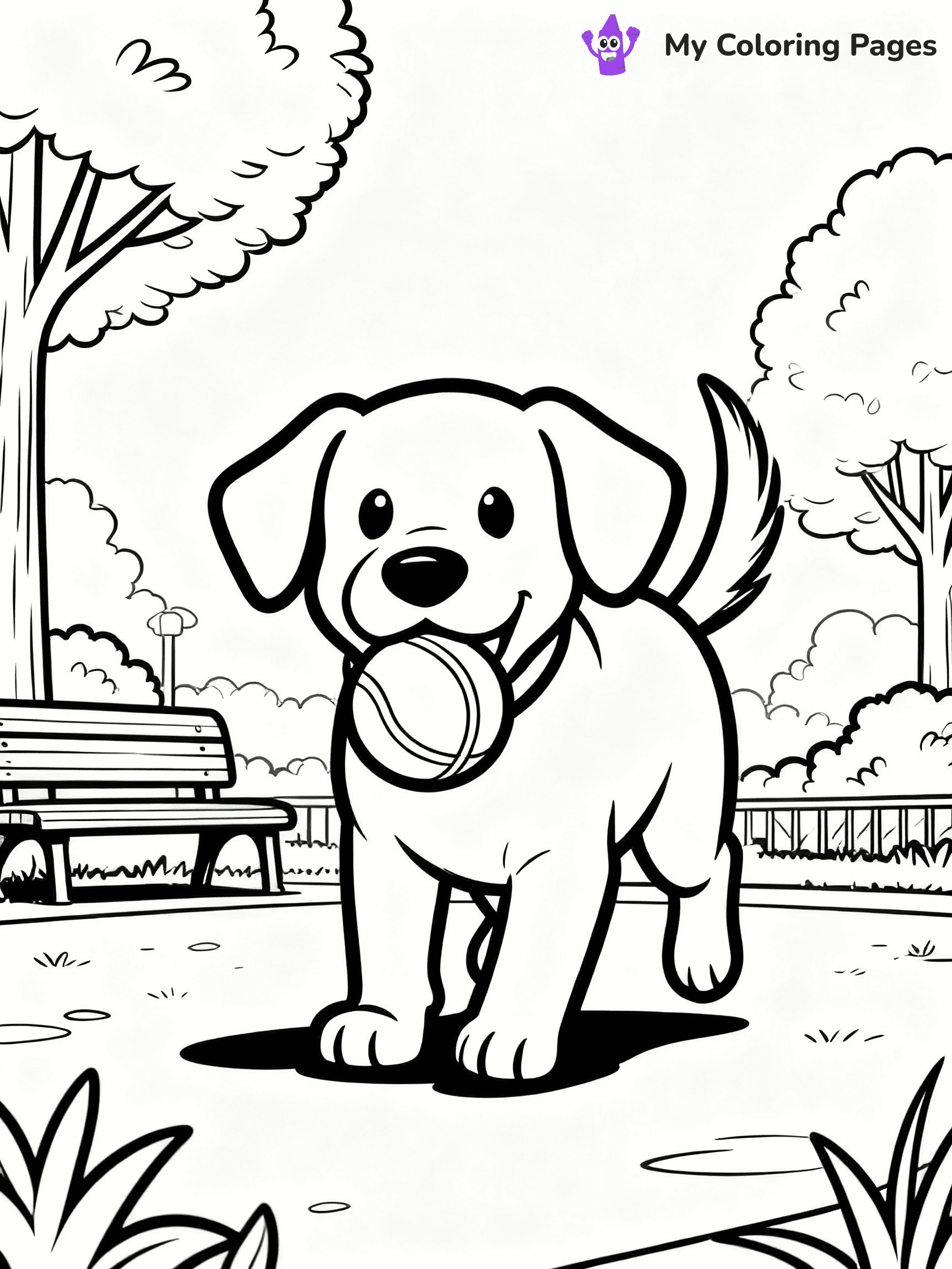 ⚠️ CRITICAL REQUIREMENT - ABSOLUTE BLACK AND WHITE ONLY ⚠️
This MUST be a BLACK AND WHITE line drawing ONLY. NO COLORS whatsoever.
- ONLY pure black lines (#000000) on pure white background (#FFFFFF)
- ABSOLUTELY NO colors, NO shading, NO gradients, NO grayscale
- If there are ANY colors in the output, the image is REJECTED
- This is a COLORING PAGE - meant to be COLORED IN by children
- The output must be UNCOLORED line art ready for coloring
⚠️ SUBJECT TO DRAW: Playful puppy from a sunny park, tail wagging, ball in mouth. Important: PURE OUTLINES. NO FILLS, COLOR, SHADING, OR GREYSCALE. WHITE BACKGROUND.
(REMEMBER: Output must be BLACK AND WHITE line art only, NOT colored!)
# Flat, Friendly Cartoon Line-Art Coloring Page
You are generating a **pure black-and-white binary image** of a child-friendly cartoon scene combining characters and background scenery in one cohesive composition.
## Rendering Rules (Strict)
- Only two colors: pure black (#000000) outlines and pure white (#FFFFFF) background.
- No grayscale, shading, gradients, tints, fills, transparency, or partial pixels.
- No antialiasing or blended edges; every pixel is 100% black or white.
- No solid black fills inside shapes — all areas inside outlines must remain white.
- No dark clothing areas or filled tone blocks; all garments outlined only.
- No shadows, textures, lighting, or tonal variations.
- Must look like flat binary vector line-art for coloring pages.
## Drawing & Composition
- **Medium, consistent line weight**; clean closed outlines easy to color inside.
- **Flat, simple, child-friendly design** — no realism or 3D depth.
- Characters are **grounded on a surface**, centered and large.
- **Balanced composition** with clear silhouettes and minimal props.
## Scenery & Style
- Landmarks (e.g., mosque, CN Tower) and scenery (trees, benches, waves) drawn with **black outlines only.**
- For real-world figures, teams, or places, show accurate details using only black outlines—no text or logos. Use distinctive uniform patterns, abstract symbols, and landmark silhouettes to convey identity.
- Keep **consistent perspective**; no floating elements.
- **Style:** whimsical **Doodle Art Alley** — rounded, friendly outlines.
- May adapt shapes from **Crayola, Disney, Peppa Pig, Cocomelon** — *by shape only, never color.*
- Final output: **flat, crisp, binary (#000000/#FFFFFF)**, **no filled color or background text.**
EXTREMELYE IMPORTANT:
- PURE BINARY LINE-ART; NO FILLS (HAIR/CLOTHES/SKIN), SHADING, OR GREY.
- NO SHADING, COLOR. MUST BE WHITE BACKGROUND.
⚠️ FINAL REMINDER: Draw the subject "Playful puppy from a sunny park, tail wagging, ball in mouth. Important: PURE OUTLINES. NO FILLS, COLOR, SHADING, OR GREYSCALE. WHITE BACKGROUND." as BLACK AND WHITE line art. Zero colors in output.