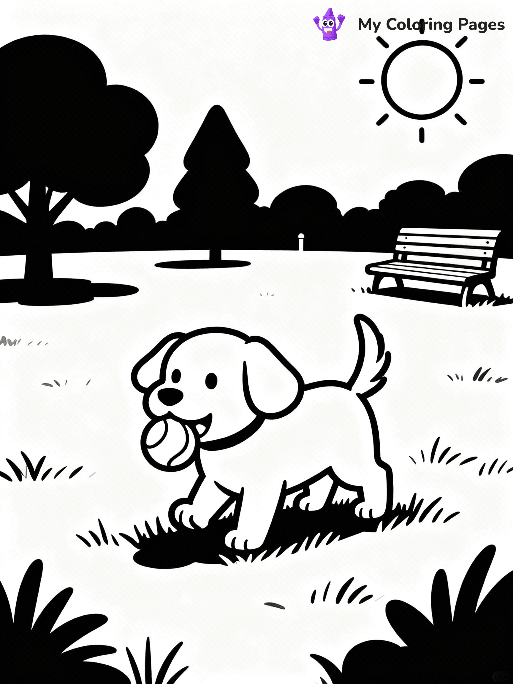 ⚠️ CRITICAL REQUIREMENT - ABSOLUTE BLACK AND WHITE ONLY ⚠️
This MUST be a BLACK AND WHITE line drawing ONLY. NO COLORS whatsoever.
- ONLY pure black lines (#000000) on pure white background (#FFFFFF)
- ABSOLUTELY NO colors, NO shading, NO gradients, NO grayscale
- If there are ANY colors in the output, the image is REJECTED
- This is a COLORING PAGE - meant to be COLORED IN by children
- The output must be UNCOLORED line art ready for coloring
⚠️ SUBJECT TO DRAW: Playful puppy from a sunny park, tail wagging, ball in mouth. Important: PURE OUTLINES. NO FILLS, COLOR, SHADING, OR GREYSCALE. WHITE BACKGROUND.
(REMEMBER: Output must be BLACK AND WHITE line art only, NOT colored!)
# Flat, Friendly Cartoon Line-Art Coloring Page
You are generating a **pure black-and-white binary image** of a child-friendly cartoon scene combining characters and background scenery in one cohesive composition.
## Rendering Rules (Strict)
- Only two colors: pure black (#000000) outlines and pure white (#FFFFFF) background.
- No grayscale, shading, gradients, tints, fills, transparency, or partial pixels.
- No antialiasing or blended edges; every pixel is 100% black or white.
- No solid black fills inside shapes — all areas inside outlines must remain white.
- No dark clothing areas or filled tone blocks; all garments outlined only.
- No shadows, textures, lighting, or tonal variations.
- Must look like flat binary vector line-art for coloring pages.
## Drawing & Composition
- **Medium, consistent line weight**; clean closed outlines easy to color inside.
- **Flat, simple, child-friendly design** — no realism or 3D depth.
- Characters are **grounded on a surface**, centered and large.
- **Balanced composition** with clear silhouettes and minimal props.
## Scenery & Style
- Landmarks (e.g., mosque, CN Tower) and scenery (trees, benches, waves) drawn with **black outlines only.**
- For real-world figures, teams, or places, show accurate details using only black outlines—no text or logos. Use distinctive uniform patterns, abstract symbols, and landmark silhouettes to convey identity.
- Keep **consistent perspective**; no floating elements.
- **Style:** whimsical **Doodle Art Alley** — rounded, friendly outlines.
- May adapt shapes from **Crayola, Disney, Peppa Pig, Cocomelon** — *by shape only, never color.*
- Final output: **flat, crisp, binary (#000000/#FFFFFF)**, **no filled color or background text.**
EXTREMELYE IMPORTANT:
- PURE BINARY LINE-ART; NO FILLS (HAIR/CLOTHES/SKIN), SHADING, OR GREY.
- NO SHADING, COLOR. MUST BE WHITE BACKGROUND.
⚠️ FINAL REMINDER: Draw the subject "Playful puppy from a sunny park, tail wagging, ball in mouth. Important: PURE OUTLINES. NO FILLS, COLOR, SHADING, OR GREYSCALE. WHITE BACKGROUND." as BLACK AND WHITE line art. Zero colors in output.