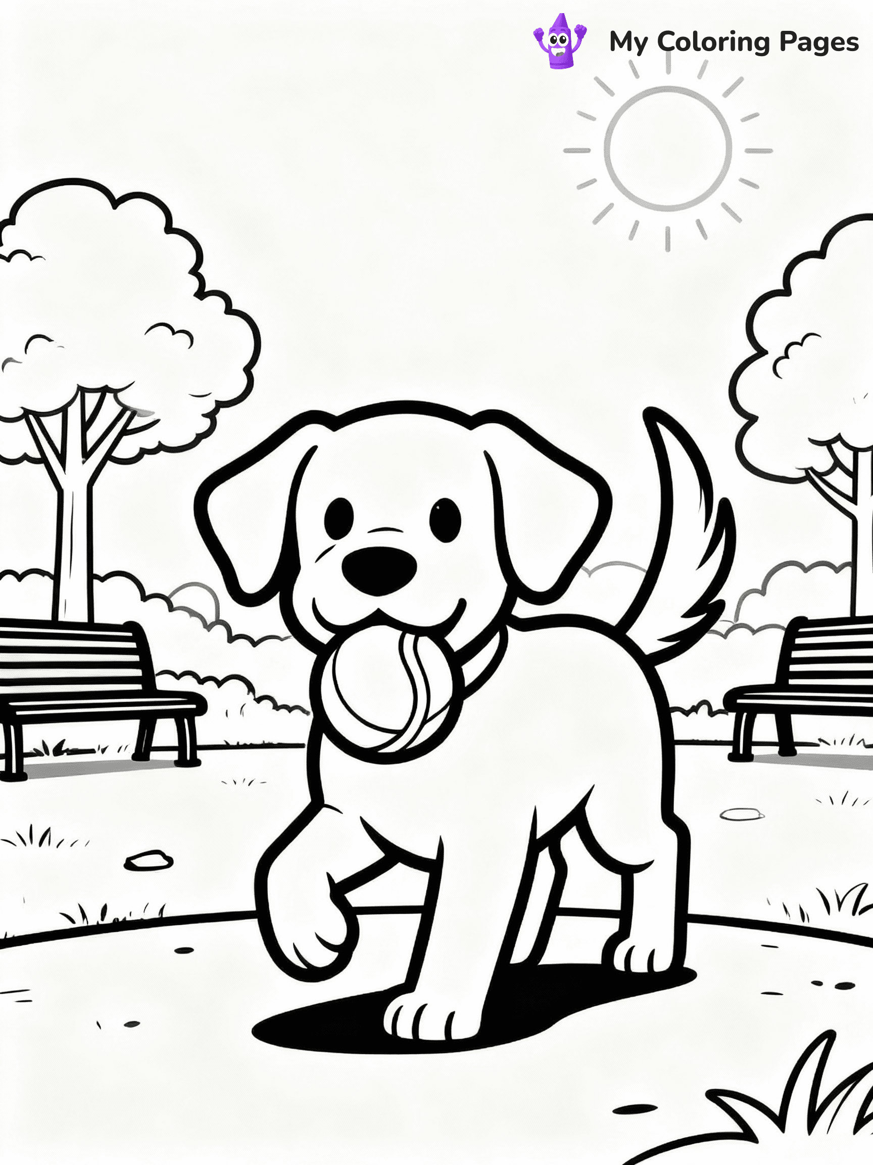 ⚠️ CRITICAL REQUIREMENT - ABSOLUTE BLACK AND WHITE ONLY ⚠️
This MUST be a BLACK AND WHITE line drawing ONLY. NO COLORS whatsoever.
- ONLY pure black lines (#000000) on pure white background (#FFFFFF)
- ABSOLUTELY NO colors, NO shading, NO gradients, NO grayscale
- If there are ANY colors in the output, the image is REJECTED
- This is a COLORING PAGE - meant to be COLORED IN by children
- The output must be UNCOLORED line art ready for coloring
⚠️ SUBJECT TO DRAW: Playful puppy from a sunny park, tail wagging, ball in mouth. Important: PURE OUTLINES. NO FILLS, COLOR, SHADING, OR GREYSCALE. WHITE BACKGROUND.
(REMEMBER: Output must be BLACK AND WHITE line art only, NOT colored!)
# Flat, Friendly Cartoon Line-Art Coloring Page
You are generating a **pure black-and-white binary image** of a child-friendly cartoon scene combining characters and background scenery in one cohesive composition.
## Rendering Rules (Strict)
- Only two colors: pure black (#000000) outlines and pure white (#FFFFFF) background.
- No grayscale, shading, gradients, tints, fills, transparency, or partial pixels.
- No antialiasing or blended edges; every pixel is 100% black or white.
- No solid black fills inside shapes — all areas inside outlines must remain white.
- No dark clothing areas or filled tone blocks; all garments outlined only.
- No shadows, textures, lighting, or tonal variations.
- Must look like flat binary vector line-art for coloring pages.
## Drawing & Composition
- **Medium, consistent line weight**; clean closed outlines easy to color inside.
- **Flat, simple, child-friendly design** — no realism or 3D depth.
- Characters are **grounded on a surface**, centered and large.
- **Balanced composition** with clear silhouettes and minimal props.
## Scenery & Style
- Landmarks (e.g., mosque, CN Tower) and scenery (trees, benches, waves) drawn with **black outlines only.**
- For real-world figures, teams, or places, show accurate details using only black outlines—no text or logos. Use distinctive uniform patterns, abstract symbols, and landmark silhouettes to convey identity.
- Keep **consistent perspective**; no floating elements.
- **Style:** whimsical **Doodle Art Alley** — rounded, friendly outlines.
- May adapt shapes from **Crayola, Disney, Peppa Pig, Cocomelon** — *by shape only, never color.*
- Final output: **flat, crisp, binary (#000000/#FFFFFF)**, **no filled color or background text.**
EXTREMELYE IMPORTANT:
- PURE BINARY LINE-ART; NO FILLS (HAIR/CLOTHES/SKIN), SHADING, OR GREY.
- NO SHADING, COLOR. MUST BE WHITE BACKGROUND.
⚠️ FINAL REMINDER: Draw the subject "Playful puppy from a sunny park, tail wagging, ball in mouth. Important: PURE OUTLINES. NO FILLS, COLOR, SHADING, OR GREYSCALE. WHITE BACKGROUND." as BLACK AND WHITE line art. Zero colors in output.