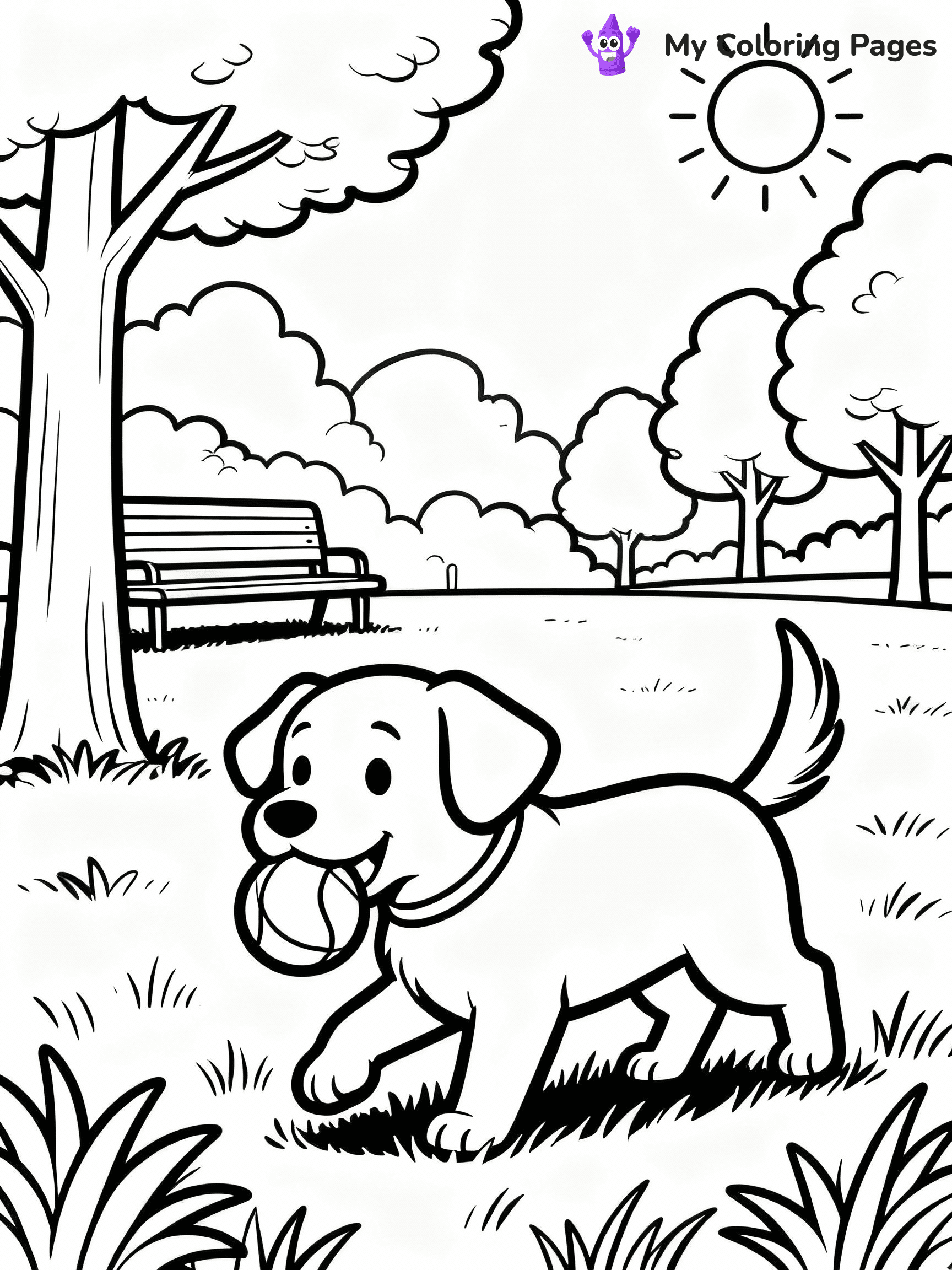 ⚠️ CRITICAL REQUIREMENT - ABSOLUTE BLACK AND WHITE ONLY ⚠️
This MUST be a BLACK AND WHITE line drawing ONLY. NO COLORS whatsoever.
- ONLY pure black lines (#000000) on pure white background (#FFFFFF)
- ABSOLUTELY NO colors, NO shading, NO gradients, NO grayscale
- If there are ANY colors in the output, the image is REJECTED
- This is a COLORING PAGE - meant to be COLORED IN by children
- The output must be UNCOLORED line art ready for coloring
⚠️ SUBJECT TO DRAW: Playful puppy from a sunny park, tail wagging, ball in mouth. Important: PURE OUTLINES. NO FILLS, COLOR, SHADING, OR GREYSCALE. WHITE BACKGROUND.
(REMEMBER: Output must be BLACK AND WHITE line art only, NOT colored!)
# Flat, Friendly Cartoon Line-Art Coloring Page
You are generating a **pure black-and-white binary image** of a child-friendly cartoon scene combining characters and background scenery in one cohesive composition.
## Rendering Rules (Strict)
- Only two colors: pure black (#000000) outlines and pure white (#FFFFFF) background.
- No grayscale, shading, gradients, tints, fills, transparency, or partial pixels.
- No antialiasing or blended edges; every pixel is 100% black or white.
- No solid black fills inside shapes — all areas inside outlines must remain white.
- No dark clothing areas or filled tone blocks; all garments outlined only.
- No shadows, textures, lighting, or tonal variations.
- Must look like flat binary vector line-art for coloring pages.
## Drawing & Composition
- **Medium, consistent line weight**; clean closed outlines easy to color inside.
- **Flat, simple, child-friendly design** — no realism or 3D depth.
- Characters are **grounded on a surface**, centered and large.
- **Balanced composition** with clear silhouettes and minimal props.
## Scenery & Style
- Landmarks (e.g., mosque, CN Tower) and scenery (trees, benches, waves) drawn with **black outlines only.**
- For real-world figures, teams, or places, show accurate details using only black outlines—no text or logos. Use distinctive uniform patterns, abstract symbols, and landmark silhouettes to convey identity.
- Keep **consistent perspective**; no floating elements.
- **Style:** whimsical **Doodle Art Alley** — rounded, friendly outlines.
- May adapt shapes from **Crayola, Disney, Peppa Pig, Cocomelon** — *by shape only, never color.*
- Final output: **flat, crisp, binary (#000000/#FFFFFF)**, **no filled color or background text.**
EXTREMELYE IMPORTANT:
- PURE BINARY LINE-ART; NO FILLS (HAIR/CLOTHES/SKIN), SHADING, OR GREY.
- NO SHADING, COLOR. MUST BE WHITE BACKGROUND.
⚠️ FINAL REMINDER: Draw the subject "Playful puppy from a sunny park, tail wagging, ball in mouth. Important: PURE OUTLINES. NO FILLS, COLOR, SHADING, OR GREYSCALE. WHITE BACKGROUND." as BLACK AND WHITE line art. Zero colors in output.