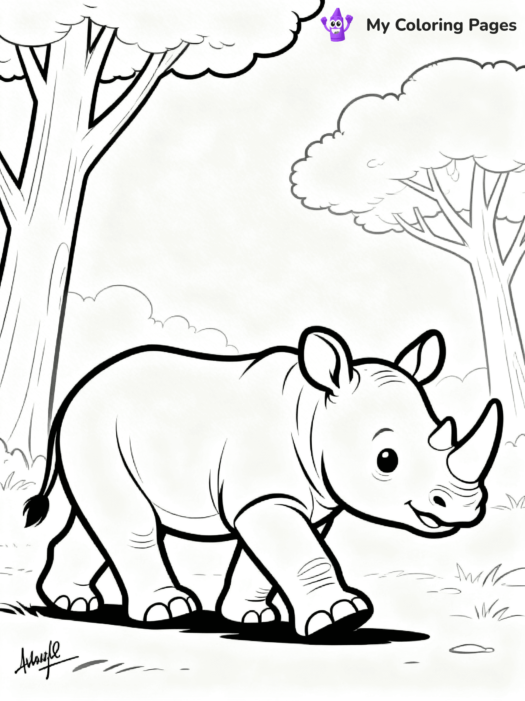 Rhino Coloring Pages - 8