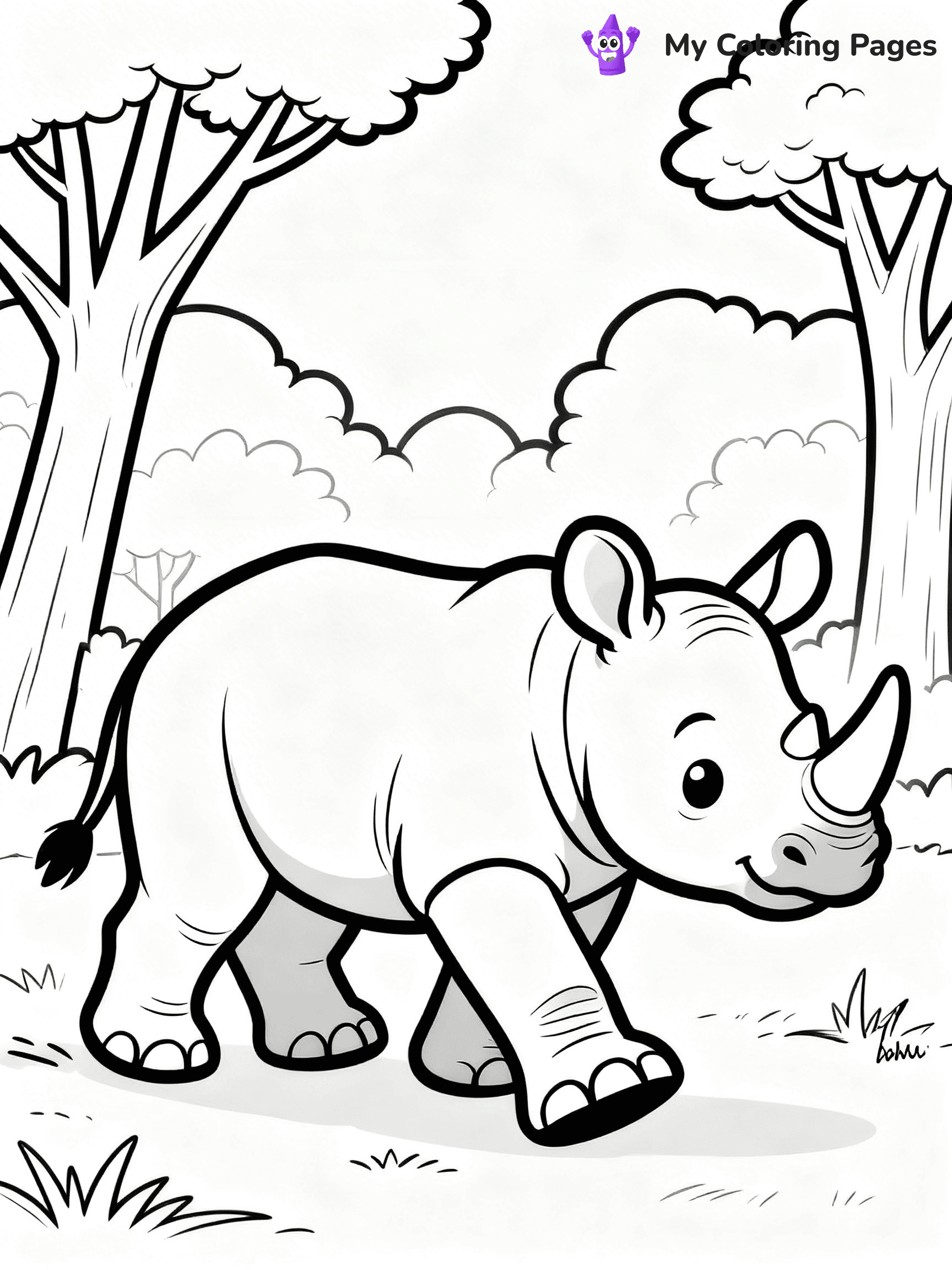 Rhino Coloring Pages - 5