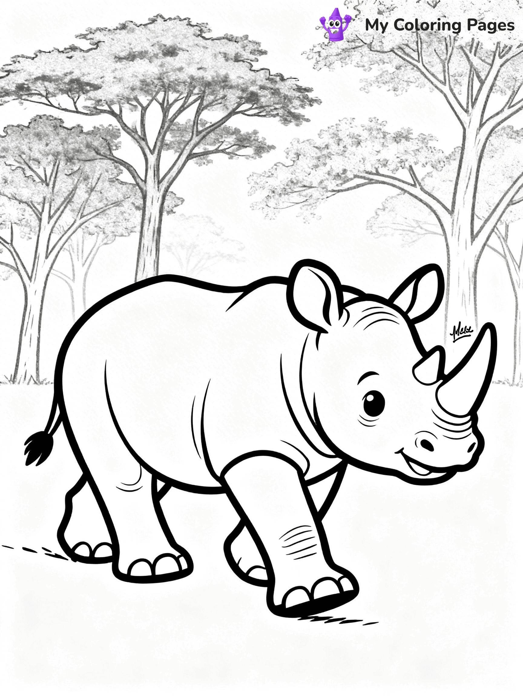 Rhino Coloring Pages - 4