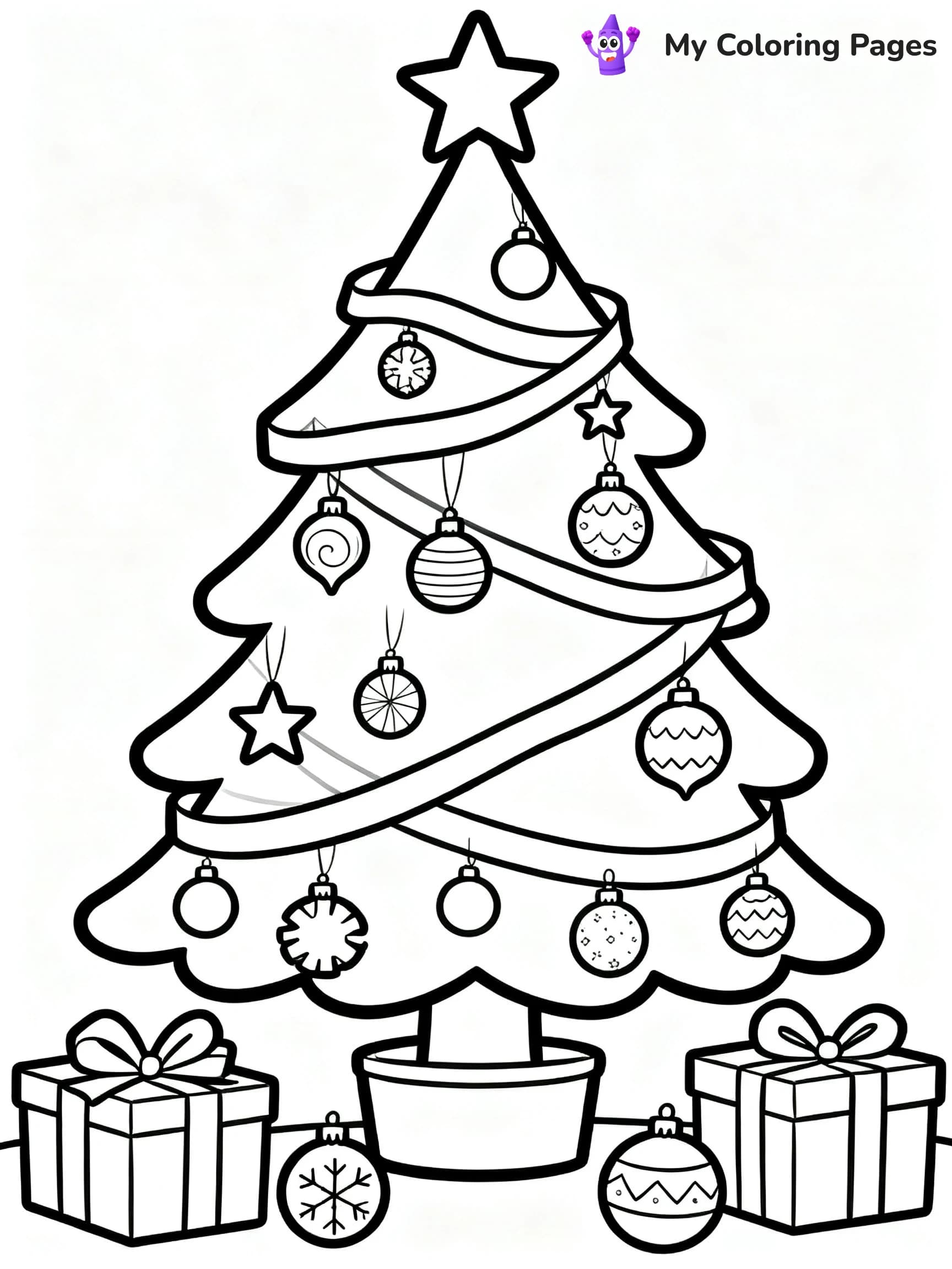 Cute Christmas Tree Coloring Pages - 7
