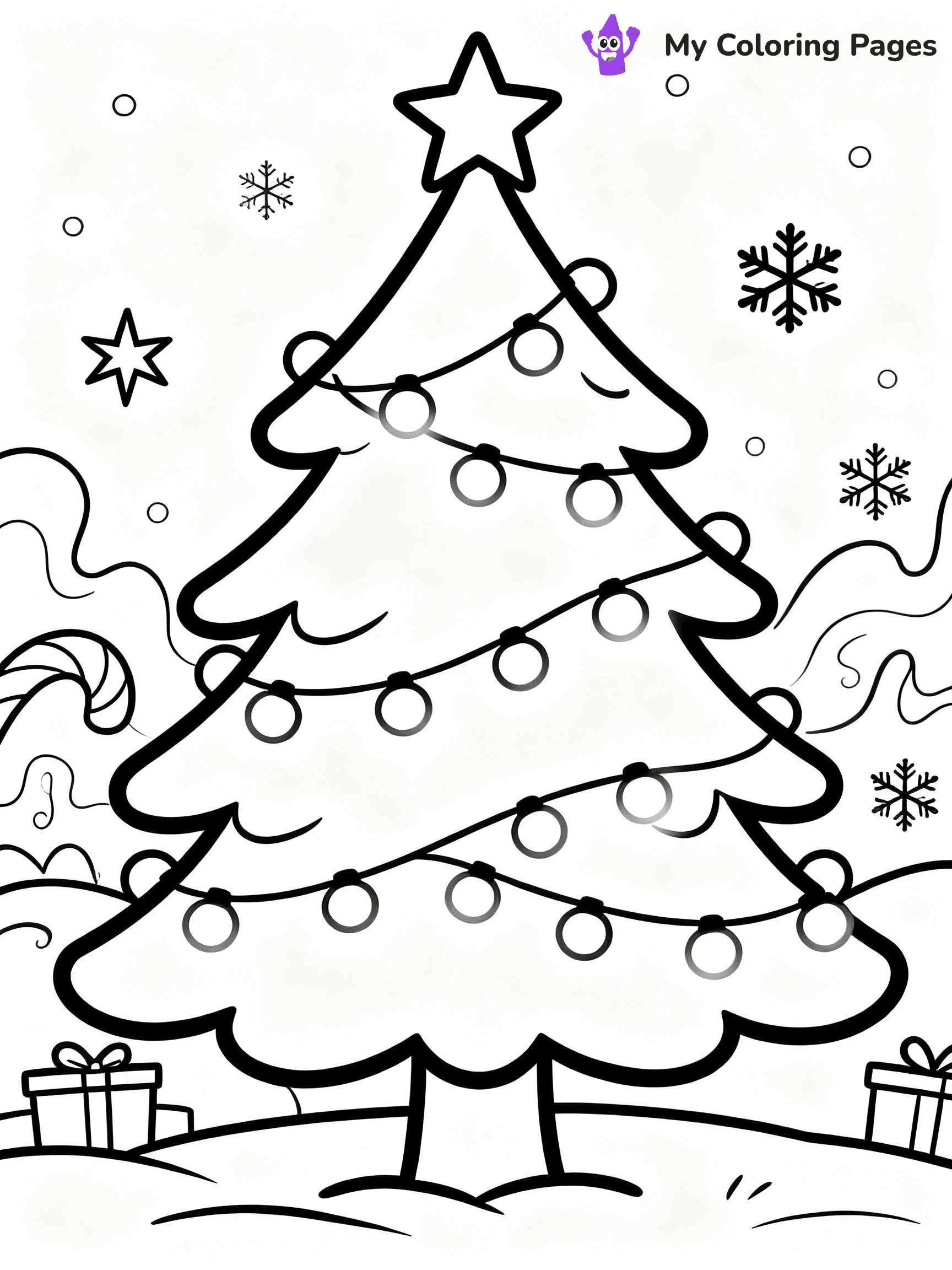 Cute Christmas Tree Coloring Pages - 6