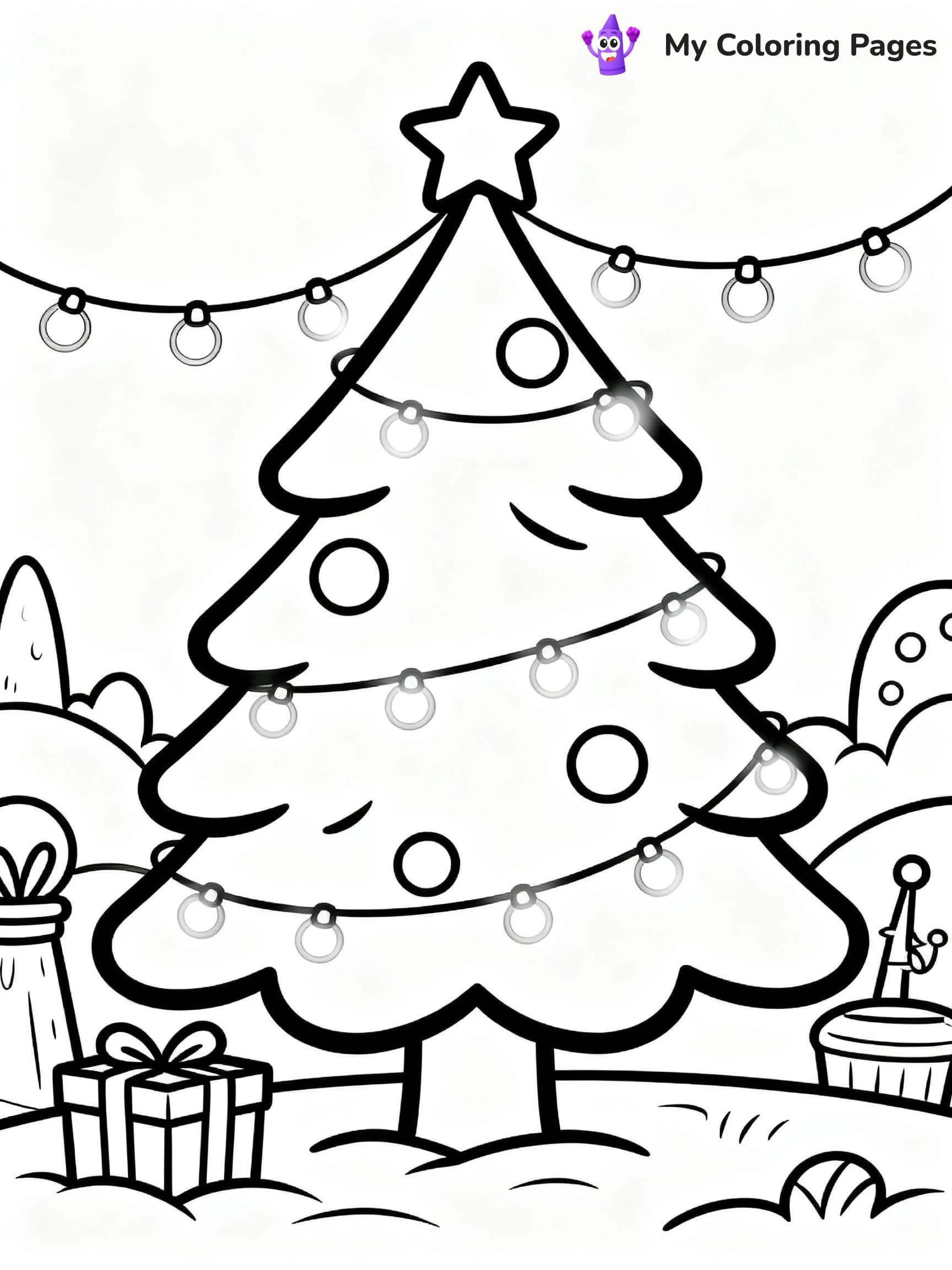 Cute Christmas Tree Coloring Pages - 3