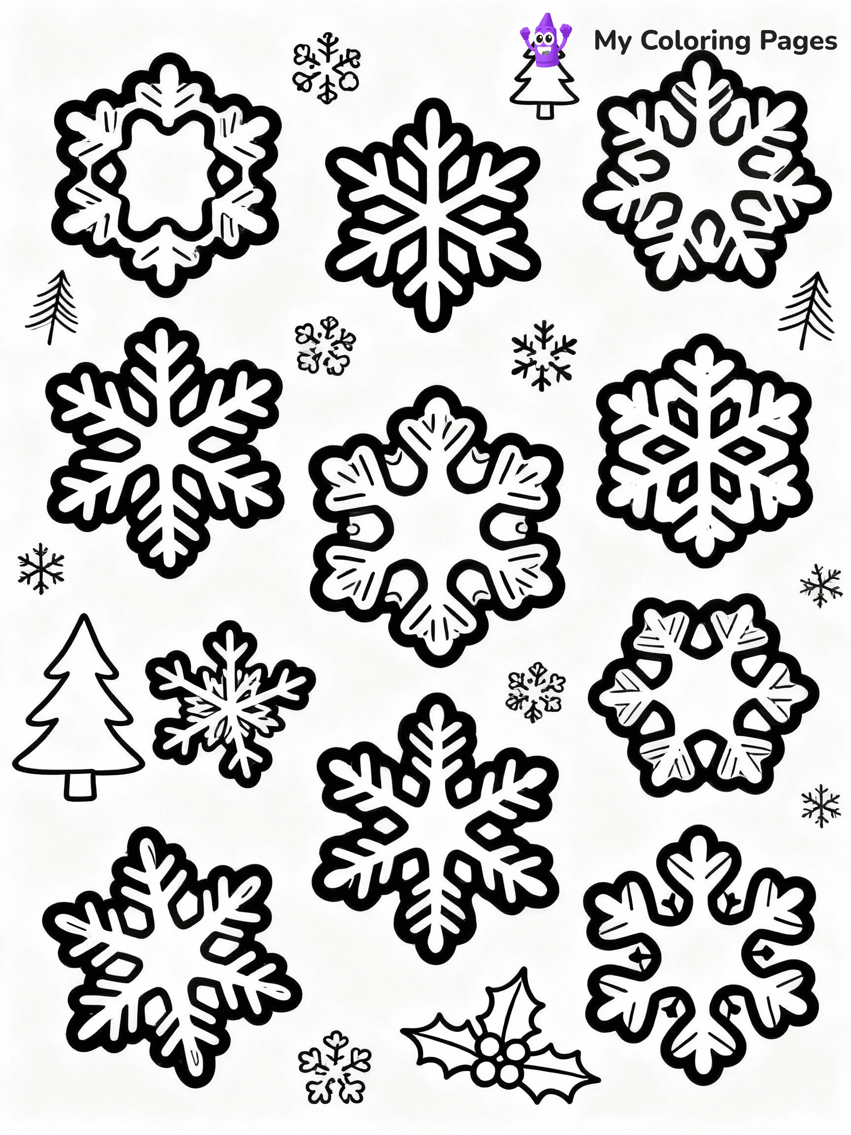 ⚠️ CRITICAL REQUIREMENT - ABSOLUTE BLACK AND WHITE ONLY ⚠️
This MUST be a BLACK AND WHITE line drawing ONLY. NO COLORS whatsoever.
- ONLY pure black lines (#000000) on pure white background (#FFFFFF)
- ABSOLUTELY NO colors, NO shading, NO gradients, NO grayscale
- If there are ANY colors in the output, the image is REJECTED
- This is a COLORING PAGE - meant to be COLORED IN by children
- The output must be UNCOLORED line art ready for coloring
⚠️ SUBJECT TO DRAW: Snowflakes with festive patterns, intricate designs, winter theme, bold outlines for coloring fun
(REMEMBER: Output must be BLACK AND WHITE line art only, NOT colored!)
# COLORING PAGE: BLACK OUTLINES ONLY - WHITE BACKGROUND MANDATORY
Create a **coloring book page** using EXACTLY two values: black lines, white space.
## NON-NEGOTIABLE BINARY RULES
- **ONLY #000000 (black) and #FFFFFF (white)** - NO other values exist
- **EVERY PIXEL = BLACK OR WHITE** - no gray/shading/antialiasing
- **WHITE BACKGROUND MANDATORY** - entire canvas stays white
- **ALL SHAPES HOLLOW** - everything is empty outlines waiting to be colored
- **FORBIDDEN:** fills, shading, gradients, patterns, textures, colors
- **NO SOLID REGIONS** - if it's not a thin line, it's wrong
## Universal Line Standards
- Black outlines ONLY - thin, uniform weight
- Every shape completely empty inside
- Closed contours suitable for coloring
- Simple flat illustration - zero depth/3D/realism
- **Style:** Whimsical Doodle Art Alley - rounded, friendly outlines (unless specified)
## Everything = Outline Only
- Characters/animals: hollow shapes
- Objects/clothing: empty contours
- Backgrounds/scenery: line work only
- Natural elements: outlined forms
- Dark/night areas: don't exist (use outlined symbols)
- Textures/patterns: convert to simple lines
## The Test
Can a child color EVERY white space with crayons? If any area is pre-filled/shaded/gray or colored in, it FAILS. Every shape must be waiting to receive color.
**FINAL OUTPUT**: Binary coloring page. Black lines define shapes. White spaces ready for coloring. Nothing else exists. No exceptions. Print-ready.
⚠️ FINAL REMINDER: Draw the subject "Snowflakes with festive patterns, intricate designs, winter theme, bold outlines for coloring fun" as BLACK AND WHITE line art. Zero colors in output.