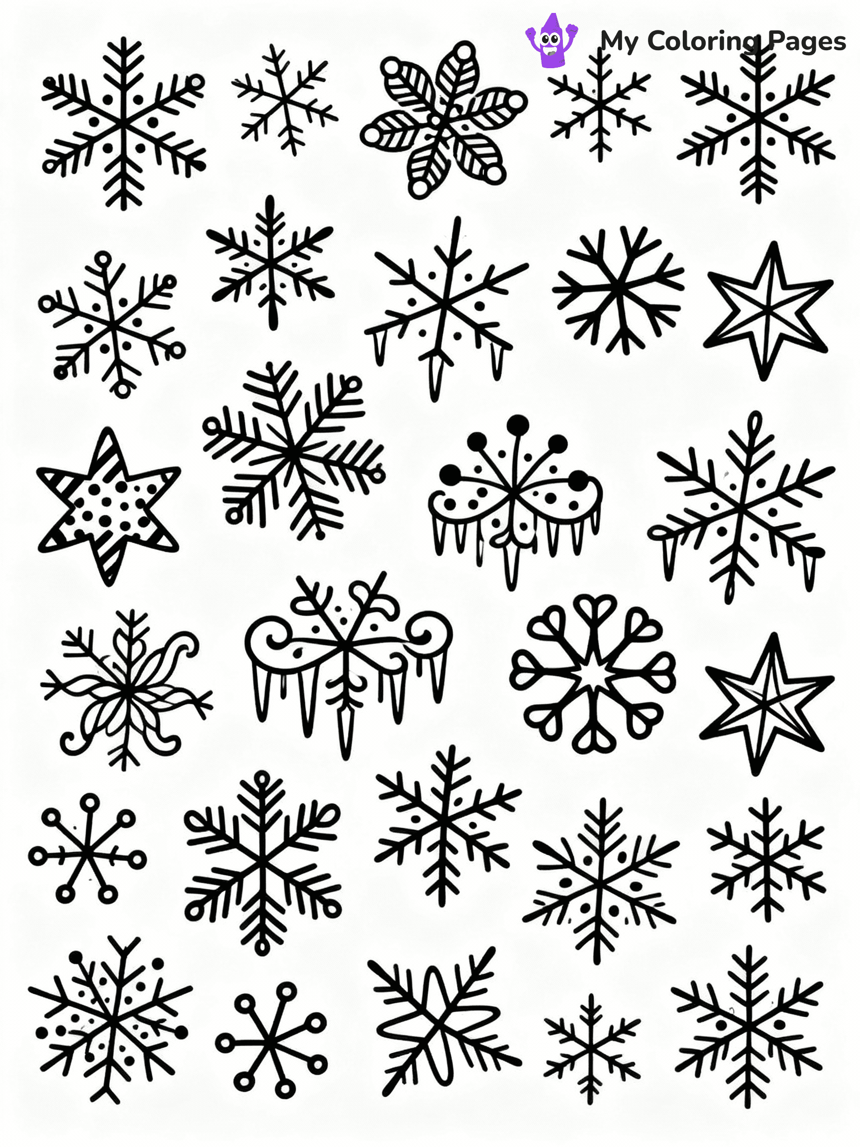 ⚠️ CRITICAL REQUIREMENT - ABSOLUTE BLACK AND WHITE ONLY ⚠️
This MUST be a BLACK AND WHITE line drawing ONLY. NO COLORS whatsoever.
- ONLY pure black lines (#000000) on pure white background (#FFFFFF)
- ABSOLUTELY NO colors, NO shading, NO gradients, NO grayscale
- If there are ANY colors in the output, the image is REJECTED
- This is a COLORING PAGE - meant to be COLORED IN by children
- The output must be UNCOLORED line art ready for coloring
⚠️ SUBJECT TO DRAW: Snowflakes with festive patterns, intricate designs, winter theme, bold outlines for coloring fun
(REMEMBER: Output must be BLACK AND WHITE line art only, NOT colored!)
# COLORING PAGE: BLACK OUTLINES ONLY - WHITE BACKGROUND MANDATORY
Create a **coloring book page** using EXACTLY two values: black lines, white space.
## NON-NEGOTIABLE BINARY RULES
- **ONLY #000000 (black) and #FFFFFF (white)** - NO other values exist
- **EVERY PIXEL = BLACK OR WHITE** - no gray/shading/antialiasing
- **WHITE BACKGROUND MANDATORY** - entire canvas stays white
- **ALL SHAPES HOLLOW** - everything is empty outlines waiting to be colored
- **FORBIDDEN:** fills, shading, gradients, patterns, textures, colors
- **NO SOLID REGIONS** - if it's not a thin line, it's wrong
## Universal Line Standards
- Black outlines ONLY - thin, uniform weight
- Every shape completely empty inside
- Closed contours suitable for coloring
- Simple flat illustration - zero depth/3D/realism
- **Style:** Whimsical Doodle Art Alley - rounded, friendly outlines (unless specified)
## Everything = Outline Only
- Characters/animals: hollow shapes
- Objects/clothing: empty contours
- Backgrounds/scenery: line work only
- Natural elements: outlined forms
- Dark/night areas: don't exist (use outlined symbols)
- Textures/patterns: convert to simple lines
## The Test
Can a child color EVERY white space with crayons? If any area is pre-filled/shaded/gray or colored in, it FAILS. Every shape must be waiting to receive color.
**FINAL OUTPUT**: Binary coloring page. Black lines define shapes. White spaces ready for coloring. Nothing else exists. No exceptions. Print-ready.
⚠️ FINAL REMINDER: Draw the subject "Snowflakes with festive patterns, intricate designs, winter theme, bold outlines for coloring fun" as BLACK AND WHITE line art. Zero colors in output.