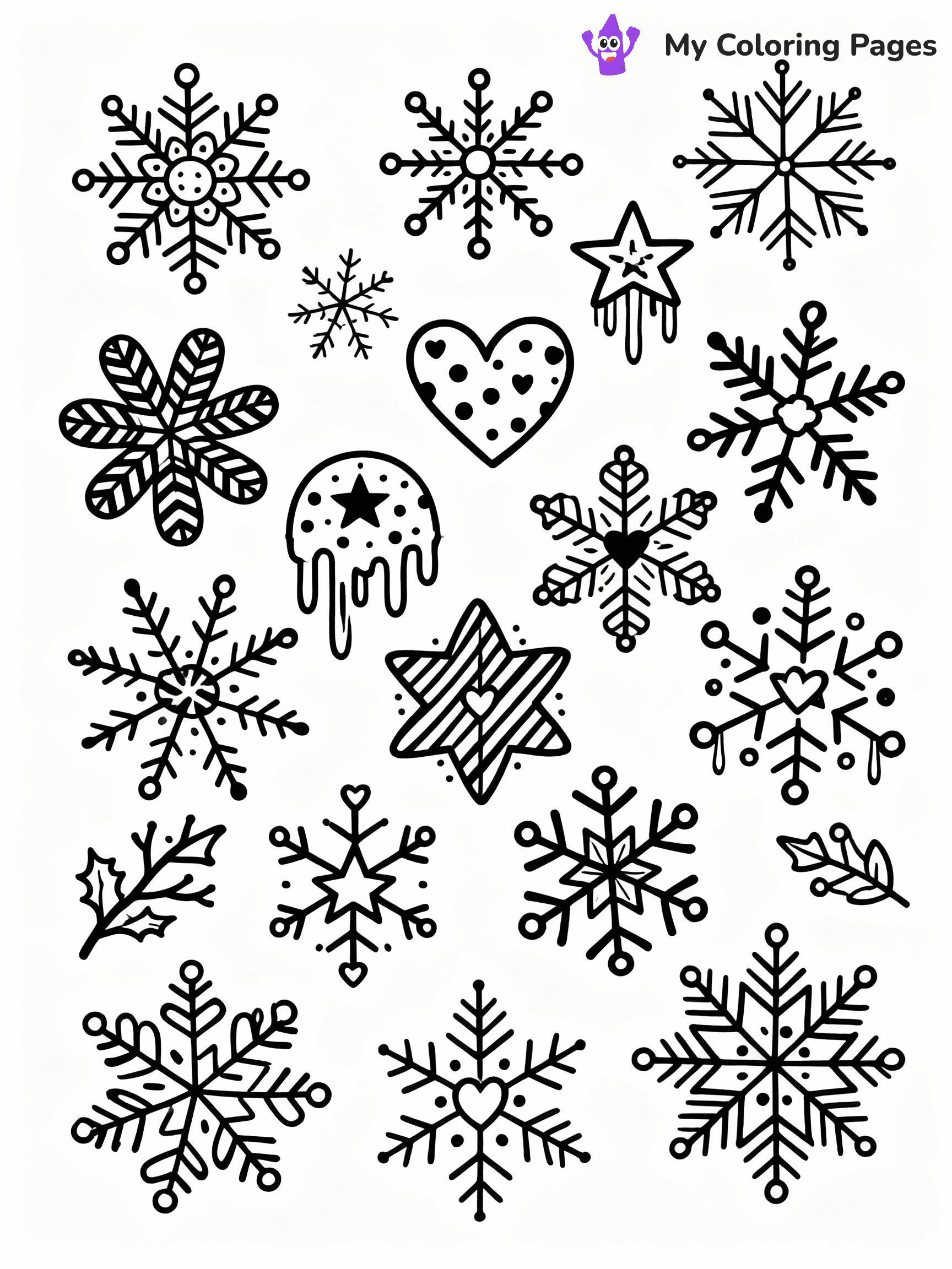 ⚠️ CRITICAL REQUIREMENT - ABSOLUTE BLACK AND WHITE ONLY ⚠️
This MUST be a BLACK AND WHITE line drawing ONLY. NO COLORS whatsoever.
- ONLY pure black lines (#000000) on pure white background (#FFFFFF)
- ABSOLUTELY NO colors, NO shading, NO gradients, NO grayscale
- If there are ANY colors in the output, the image is REJECTED
- This is a COLORING PAGE - meant to be COLORED IN by children
- The output must be UNCOLORED line art ready for coloring
⚠️ SUBJECT TO DRAW: Snowflakes with festive patterns, intricate designs, winter theme, bold outlines for coloring fun
(REMEMBER: Output must be BLACK AND WHITE line art only, NOT colored!)
# COLORING PAGE: BLACK OUTLINES ONLY - WHITE BACKGROUND MANDATORY
Create a **coloring book page** using EXACTLY two values: black lines, white space.
## NON-NEGOTIABLE BINARY RULES
- **ONLY #000000 (black) and #FFFFFF (white)** - NO other values exist
- **EVERY PIXEL = BLACK OR WHITE** - no gray/shading/antialiasing
- **WHITE BACKGROUND MANDATORY** - entire canvas stays white
- **ALL SHAPES HOLLOW** - everything is empty outlines waiting to be colored
- **FORBIDDEN:** fills, shading, gradients, patterns, textures, colors
- **NO SOLID REGIONS** - if it's not a thin line, it's wrong
## Universal Line Standards
- Black outlines ONLY - thin, uniform weight
- Every shape completely empty inside
- Closed contours suitable for coloring
- Simple flat illustration - zero depth/3D/realism
- **Style:** Whimsical Doodle Art Alley - rounded, friendly outlines (unless specified)
## Everything = Outline Only
- Characters/animals: hollow shapes
- Objects/clothing: empty contours
- Backgrounds/scenery: line work only
- Natural elements: outlined forms
- Dark/night areas: don't exist (use outlined symbols)
- Textures/patterns: convert to simple lines
## The Test
Can a child color EVERY white space with crayons? If any area is pre-filled/shaded/gray or colored in, it FAILS. Every shape must be waiting to receive color.
**FINAL OUTPUT**: Binary coloring page. Black lines define shapes. White spaces ready for coloring. Nothing else exists. No exceptions. Print-ready.
⚠️ FINAL REMINDER: Draw the subject "Snowflakes with festive patterns, intricate designs, winter theme, bold outlines for coloring fun" as BLACK AND WHITE line art. Zero colors in output.