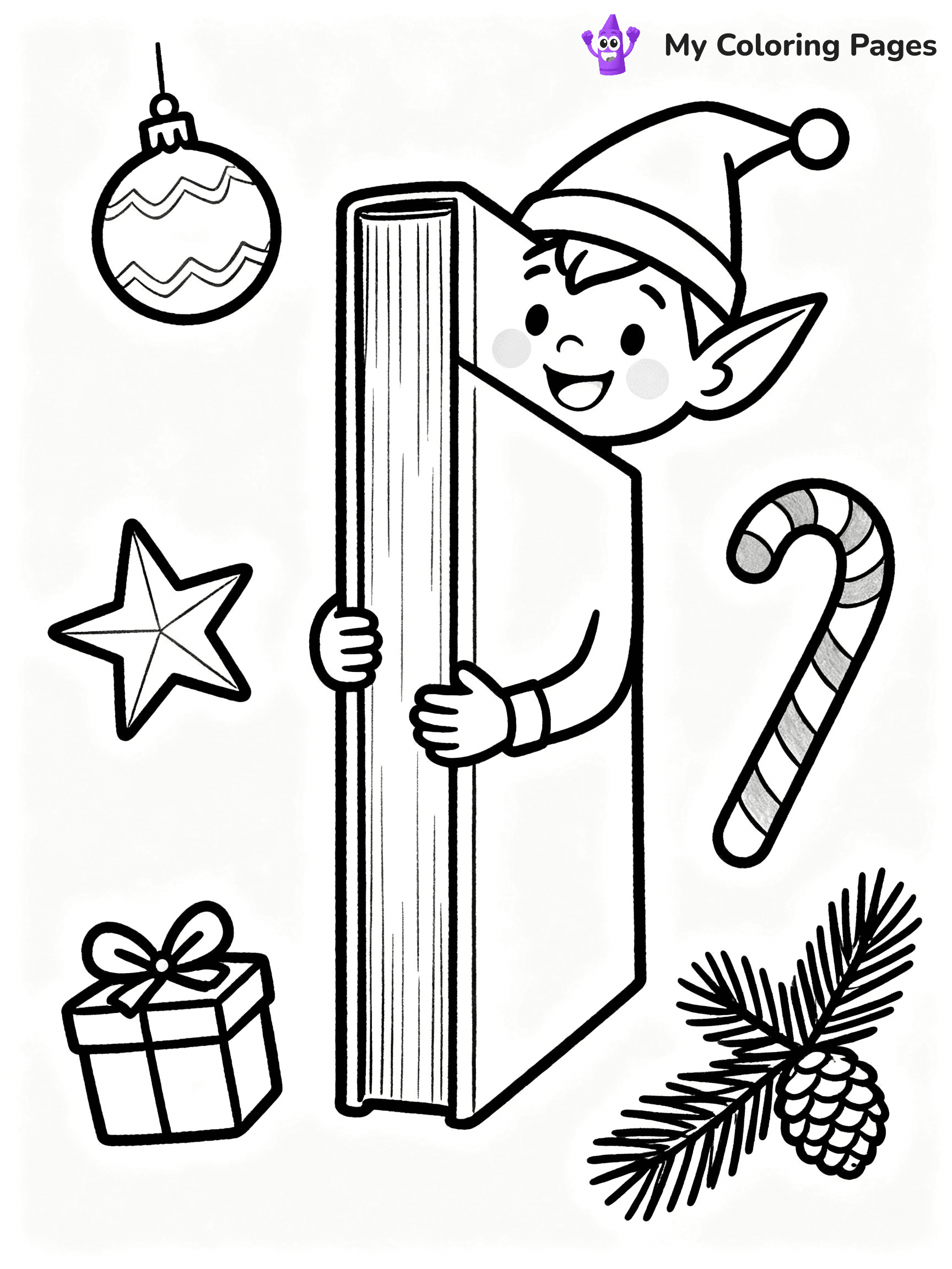 ⚠️ CRITICAL REQUIREMENT - ABSOLUTE BLACK AND WHITE ONLY ⚠️
This MUST be a BLACK AND WHITE line drawing ONLY. NO COLORS whatsoever.
- ONLY pure black lines (#000000) on pure white background (#FFFFFF)
- ABSOLUTELY NO colors, NO shading, NO gradients, NO grayscale
- If there are ANY colors in the output, the image is REJECTED
- This is a COLORING PAGE - meant to be COLORED IN by children
- The output must be UNCOLORED line art ready for coloring
⚠️ SUBJECT TO DRAW: Mischievous elf on a shelf, peeking out from behind a book, surrounded by holiday decorations, whimsical style
(REMEMBER: Output must be BLACK AND WHITE line art only, NOT colored!)
# COLORING PAGE: BLACK OUTLINES ONLY - WHITE BACKGROUND MANDATORY
Create a **coloring book page** using EXACTLY two values: black lines, white space.
## NON-NEGOTIABLE BINARY RULES
- **ONLY #000000 (black) and #FFFFFF (white)** - NO other values exist
- **EVERY PIXEL = BLACK OR WHITE** - no gray/shading/antialiasing
- **WHITE BACKGROUND MANDATORY** - entire canvas stays white
- **ALL SHAPES HOLLOW** - everything is empty outlines waiting to be colored
- **FORBIDDEN:** fills, shading, gradients, patterns, textures, colors
- **NO SOLID REGIONS** - if it's not a thin line, it's wrong
## Universal Line Standards
- Black outlines ONLY - thin, uniform weight
- Every shape completely empty inside
- Closed contours suitable for coloring
- Simple flat illustration - zero depth/3D/realism
- **Style:** Whimsical Doodle Art Alley - rounded, friendly outlines (unless specified)
## Everything = Outline Only
- Characters/animals: hollow shapes
- Objects/clothing: empty contours
- Backgrounds/scenery: line work only
- Natural elements: outlined forms
- Dark/night areas: don't exist (use outlined symbols)
- Textures/patterns: convert to simple lines
## The Test
Can a child color EVERY white space with crayons? If any area is pre-filled/shaded/gray or colored in, it FAILS. Every shape must be waiting to receive color.
**FINAL OUTPUT**: Binary coloring page. Black lines define shapes. White spaces ready for coloring. Nothing else exists. No exceptions. Print-ready.
⚠️ FINAL REMINDER: Draw the subject "Mischievous elf on a shelf, peeking out from behind a book, surrounded by holiday decorations, whimsical style" as BLACK AND WHITE line art. Zero colors in output.