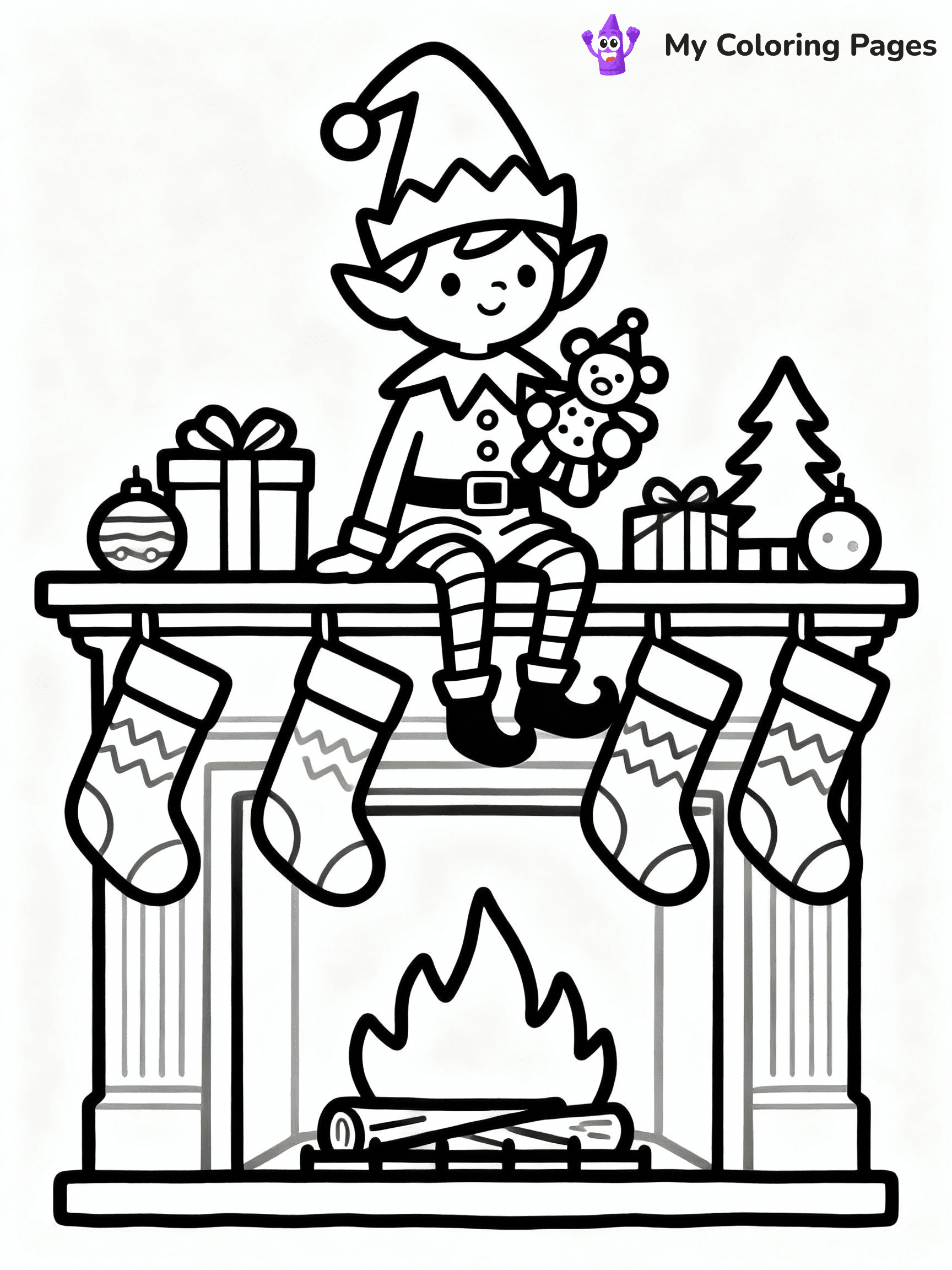 ⚠️ CRITICAL REQUIREMENT - ABSOLUTE BLACK AND WHITE ONLY ⚠️
This MUST be a BLACK AND WHITE line drawing ONLY. NO COLORS whatsoever.
- ONLY pure black lines (#000000) on pure white background (#FFFFFF)
- ABSOLUTELY NO colors, NO shading, NO gradients, NO grayscale
- If there are ANY colors in the output, the image is REJECTED
- This is a COLORING PAGE - meant to be COLORED IN by children
- The output must be UNCOLORED line art ready for coloring
⚠️ SUBJECT TO DRAW: Elf on the Shelf sitting on a fireplace mantle, holding a toy, surrounded by stockings and holiday cheer
(REMEMBER: Output must be BLACK AND WHITE line art only, NOT colored!)
# COLORING PAGE: BLACK OUTLINES ONLY - WHITE BACKGROUND MANDATORY
Create a **coloring book page** using EXACTLY two values: black lines, white space.
## NON-NEGOTIABLE BINARY RULES
- **ONLY #000000 (black) and #FFFFFF (white)** - NO other values exist
- **EVERY PIXEL = BLACK OR WHITE** - no gray/shading/antialiasing
- **WHITE BACKGROUND MANDATORY** - entire canvas stays white
- **ALL SHAPES HOLLOW** - everything is empty outlines waiting to be colored
- **FORBIDDEN:** fills, shading, gradients, patterns, textures, colors
- **NO SOLID REGIONS** - if it's not a thin line, it's wrong
## Universal Line Standards
- Black outlines ONLY - thin, uniform weight
- Every shape completely empty inside
- Closed contours suitable for coloring
- Simple flat illustration - zero depth/3D/realism
- **Style:** Whimsical Doodle Art Alley - rounded, friendly outlines (unless specified)
## Everything = Outline Only
- Characters/animals: hollow shapes
- Objects/clothing: empty contours
- Backgrounds/scenery: line work only
- Natural elements: outlined forms
- Dark/night areas: don't exist (use outlined symbols)
- Textures/patterns: convert to simple lines
## The Test
Can a child color EVERY white space with crayons? If any area is pre-filled/shaded/gray or colored in, it FAILS. Every shape must be waiting to receive color.
**FINAL OUTPUT**: Binary coloring page. Black lines define shapes. White spaces ready for coloring. Nothing else exists. No exceptions. Print-ready.
⚠️ FINAL REMINDER: Draw the subject "Elf on the Shelf sitting on a fireplace mantle, holding a toy, surrounded by stockings and holiday cheer" as BLACK AND WHITE line art. Zero colors in output.