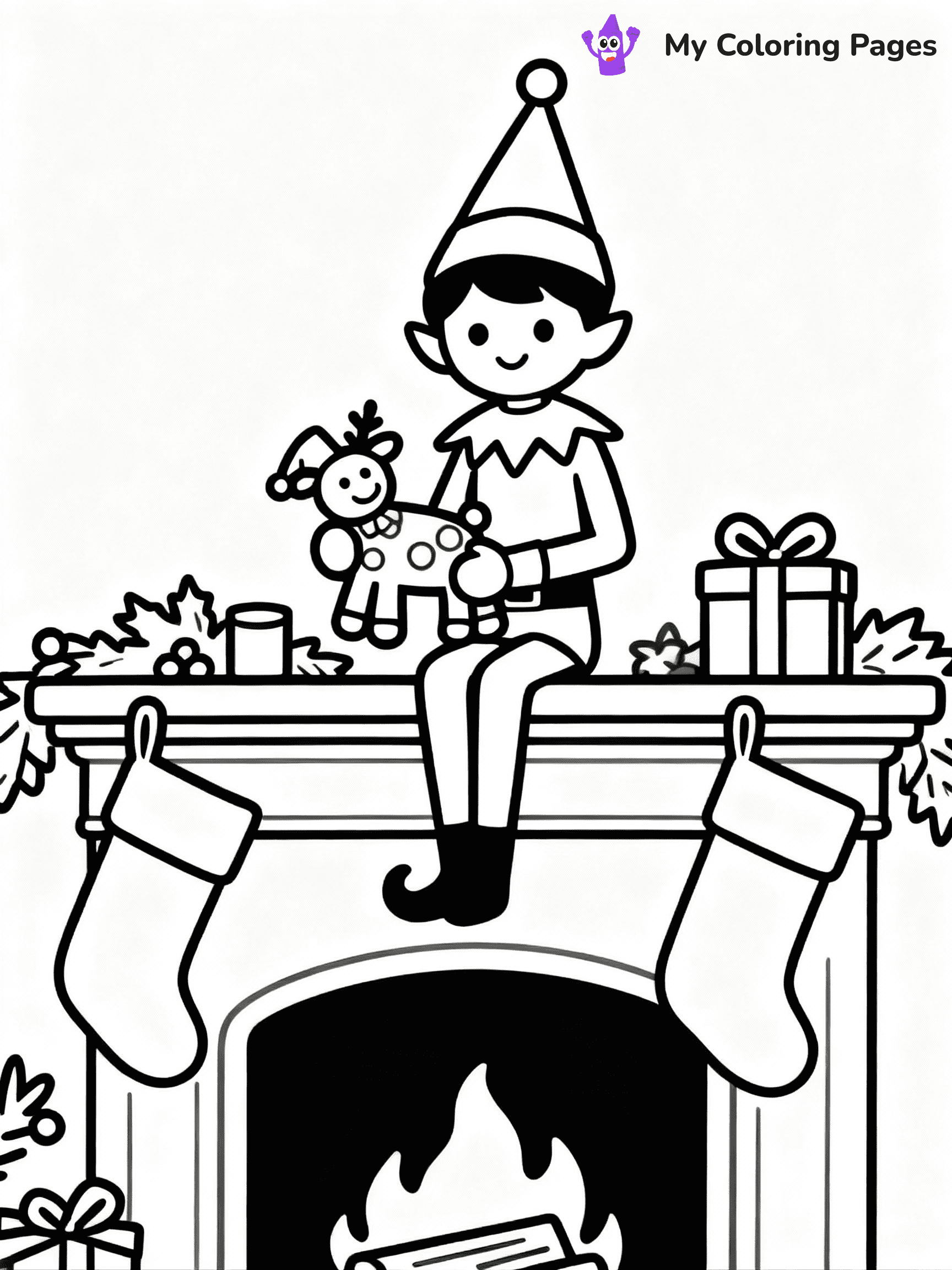 ⚠️ CRITICAL REQUIREMENT - ABSOLUTE BLACK AND WHITE ONLY ⚠️
This MUST be a BLACK AND WHITE line drawing ONLY. NO COLORS whatsoever.
- ONLY pure black lines (#000000) on pure white background (#FFFFFF)
- ABSOLUTELY NO colors, NO shading, NO gradients, NO grayscale
- If there are ANY colors in the output, the image is REJECTED
- This is a COLORING PAGE - meant to be COLORED IN by children
- The output must be UNCOLORED line art ready for coloring
⚠️ SUBJECT TO DRAW: Elf on the Shelf sitting on a fireplace mantle, holding a toy, surrounded by stockings and holiday cheer
(REMEMBER: Output must be BLACK AND WHITE line art only, NOT colored!)
# COLORING PAGE: BLACK OUTLINES ONLY - WHITE BACKGROUND MANDATORY
Create a **coloring book page** using EXACTLY two values: black lines, white space.
## NON-NEGOTIABLE BINARY RULES
- **ONLY #000000 (black) and #FFFFFF (white)** - NO other values exist
- **EVERY PIXEL = BLACK OR WHITE** - no gray/shading/antialiasing
- **WHITE BACKGROUND MANDATORY** - entire canvas stays white
- **ALL SHAPES HOLLOW** - everything is empty outlines waiting to be colored
- **FORBIDDEN:** fills, shading, gradients, patterns, textures, colors
- **NO SOLID REGIONS** - if it's not a thin line, it's wrong
## Universal Line Standards
- Black outlines ONLY - thin, uniform weight
- Every shape completely empty inside
- Closed contours suitable for coloring
- Simple flat illustration - zero depth/3D/realism
- **Style:** Whimsical Doodle Art Alley - rounded, friendly outlines (unless specified)
## Everything = Outline Only
- Characters/animals: hollow shapes
- Objects/clothing: empty contours
- Backgrounds/scenery: line work only
- Natural elements: outlined forms
- Dark/night areas: don't exist (use outlined symbols)
- Textures/patterns: convert to simple lines
## The Test
Can a child color EVERY white space with crayons? If any area is pre-filled/shaded/gray or colored in, it FAILS. Every shape must be waiting to receive color.
**FINAL OUTPUT**: Binary coloring page. Black lines define shapes. White spaces ready for coloring. Nothing else exists. No exceptions. Print-ready.
⚠️ FINAL REMINDER: Draw the subject "Elf on the Shelf sitting on a fireplace mantle, holding a toy, surrounded by stockings and holiday cheer" as BLACK AND WHITE line art. Zero colors in output.
