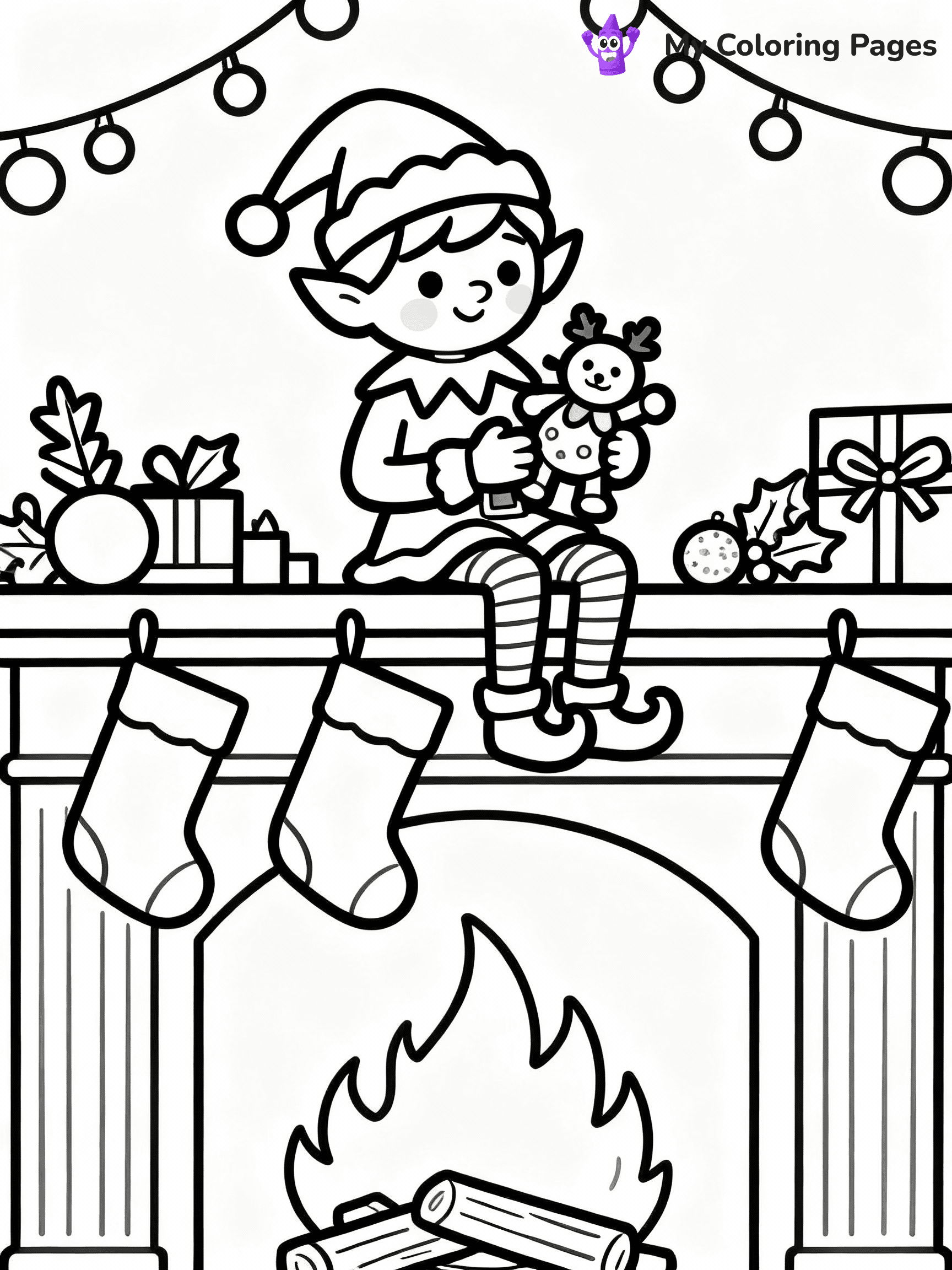 ⚠️ CRITICAL REQUIREMENT - ABSOLUTE BLACK AND WHITE ONLY ⚠️
This MUST be a BLACK AND WHITE line drawing ONLY. NO COLORS whatsoever.
- ONLY pure black lines (#000000) on pure white background (#FFFFFF)
- ABSOLUTELY NO colors, NO shading, NO gradients, NO grayscale
- If there are ANY colors in the output, the image is REJECTED
- This is a COLORING PAGE - meant to be COLORED IN by children
- The output must be UNCOLORED line art ready for coloring
⚠️ SUBJECT TO DRAW: Elf on the Shelf sitting on a fireplace mantle, holding a toy, surrounded by stockings and holiday cheer
(REMEMBER: Output must be BLACK AND WHITE line art only, NOT colored!)
# COLORING PAGE: BLACK OUTLINES ONLY - WHITE BACKGROUND MANDATORY
Create a **coloring book page** using EXACTLY two values: black lines, white space.
## NON-NEGOTIABLE BINARY RULES
- **ONLY #000000 (black) and #FFFFFF (white)** - NO other values exist
- **EVERY PIXEL = BLACK OR WHITE** - no gray/shading/antialiasing
- **WHITE BACKGROUND MANDATORY** - entire canvas stays white
- **ALL SHAPES HOLLOW** - everything is empty outlines waiting to be colored
- **FORBIDDEN:** fills, shading, gradients, patterns, textures, colors
- **NO SOLID REGIONS** - if it's not a thin line, it's wrong
## Universal Line Standards
- Black outlines ONLY - thin, uniform weight
- Every shape completely empty inside
- Closed contours suitable for coloring
- Simple flat illustration - zero depth/3D/realism
- **Style:** Whimsical Doodle Art Alley - rounded, friendly outlines (unless specified)
## Everything = Outline Only
- Characters/animals: hollow shapes
- Objects/clothing: empty contours
- Backgrounds/scenery: line work only
- Natural elements: outlined forms
- Dark/night areas: don't exist (use outlined symbols)
- Textures/patterns: convert to simple lines
## The Test
Can a child color EVERY white space with crayons? If any area is pre-filled/shaded/gray or colored in, it FAILS. Every shape must be waiting to receive color.
**FINAL OUTPUT**: Binary coloring page. Black lines define shapes. White spaces ready for coloring. Nothing else exists. No exceptions. Print-ready.
⚠️ FINAL REMINDER: Draw the subject "Elf on the Shelf sitting on a fireplace mantle, holding a toy, surrounded by stockings and holiday cheer" as BLACK AND WHITE line art. Zero colors in output.