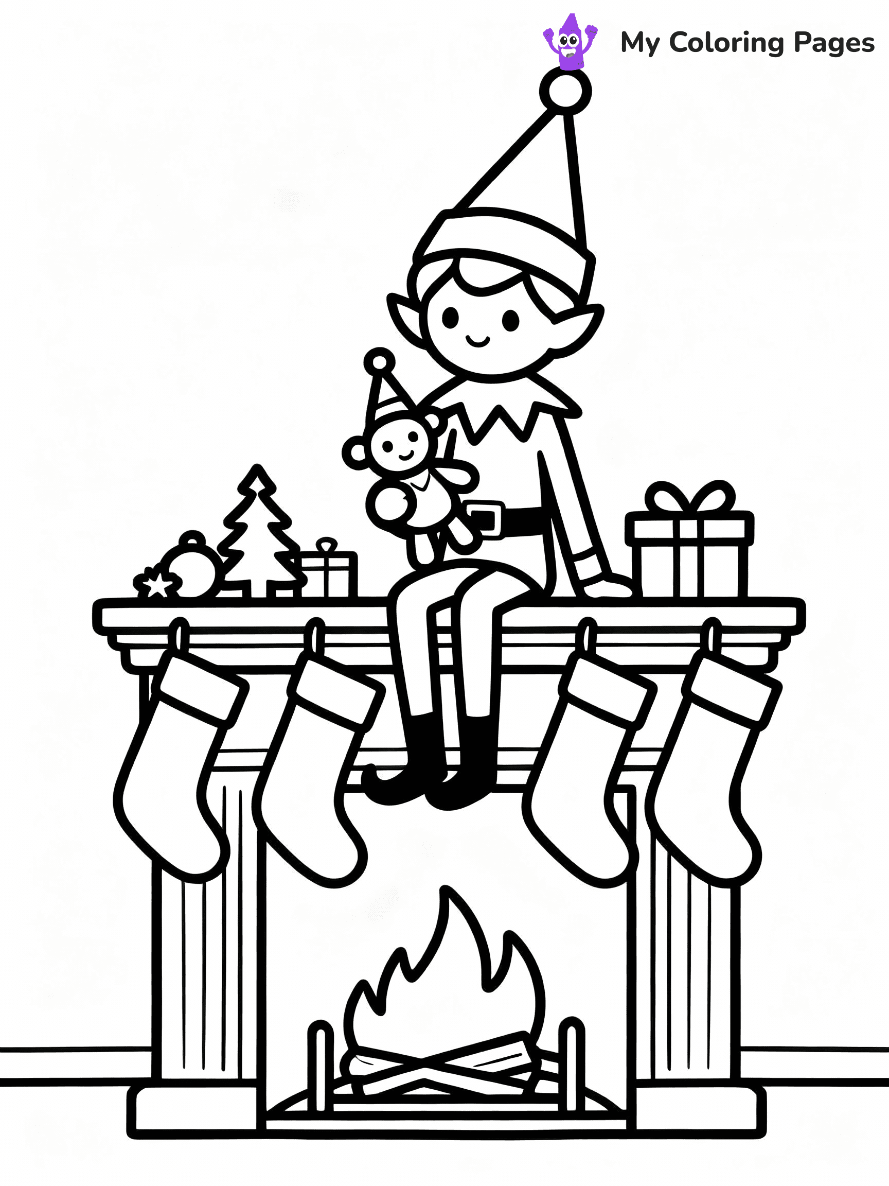 ⚠️ CRITICAL REQUIREMENT - ABSOLUTE BLACK AND WHITE ONLY ⚠️
This MUST be a BLACK AND WHITE line drawing ONLY. NO COLORS whatsoever.
- ONLY pure black lines (#000000) on pure white background (#FFFFFF)
- ABSOLUTELY NO colors, NO shading, NO gradients, NO grayscale
- If there are ANY colors in the output, the image is REJECTED
- This is a COLORING PAGE - meant to be COLORED IN by children
- The output must be UNCOLORED line art ready for coloring
⚠️ SUBJECT TO DRAW: Elf on the Shelf sitting on a fireplace mantle, holding a toy, surrounded by stockings and holiday cheer
(REMEMBER: Output must be BLACK AND WHITE line art only, NOT colored!)
# COLORING PAGE: BLACK OUTLINES ONLY - WHITE BACKGROUND MANDATORY
Create a **coloring book page** using EXACTLY two values: black lines, white space.
## NON-NEGOTIABLE BINARY RULES
- **ONLY #000000 (black) and #FFFFFF (white)** - NO other values exist
- **EVERY PIXEL = BLACK OR WHITE** - no gray/shading/antialiasing
- **WHITE BACKGROUND MANDATORY** - entire canvas stays white
- **ALL SHAPES HOLLOW** - everything is empty outlines waiting to be colored
- **FORBIDDEN:** fills, shading, gradients, patterns, textures, colors
- **NO SOLID REGIONS** - if it's not a thin line, it's wrong
## Universal Line Standards
- Black outlines ONLY - thin, uniform weight
- Every shape completely empty inside
- Closed contours suitable for coloring
- Simple flat illustration - zero depth/3D/realism
- **Style:** Whimsical Doodle Art Alley - rounded, friendly outlines (unless specified)
## Everything = Outline Only
- Characters/animals: hollow shapes
- Objects/clothing: empty contours
- Backgrounds/scenery: line work only
- Natural elements: outlined forms
- Dark/night areas: don't exist (use outlined symbols)
- Textures/patterns: convert to simple lines
## The Test
Can a child color EVERY white space with crayons? If any area is pre-filled/shaded/gray or colored in, it FAILS. Every shape must be waiting to receive color.
**FINAL OUTPUT**: Binary coloring page. Black lines define shapes. White spaces ready for coloring. Nothing else exists. No exceptions. Print-ready.
⚠️ FINAL REMINDER: Draw the subject "Elf on the Shelf sitting on a fireplace mantle, holding a toy, surrounded by stockings and holiday cheer" as BLACK AND WHITE line art. Zero colors in output.